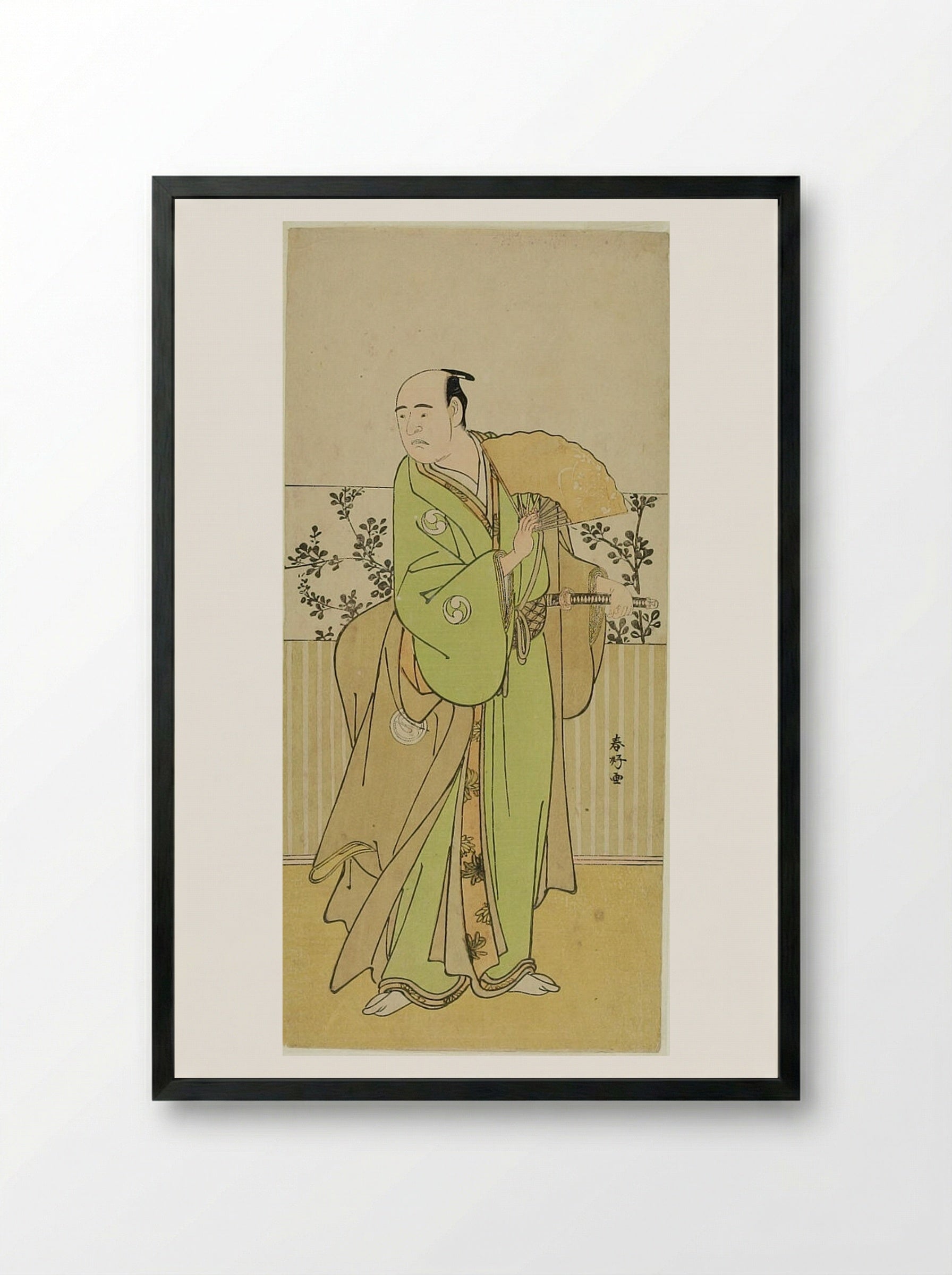 Actor Sawamura Sōjūrō II as Ōishi Kuranosuke - Katsukawa Shunkō - Framed Print Black