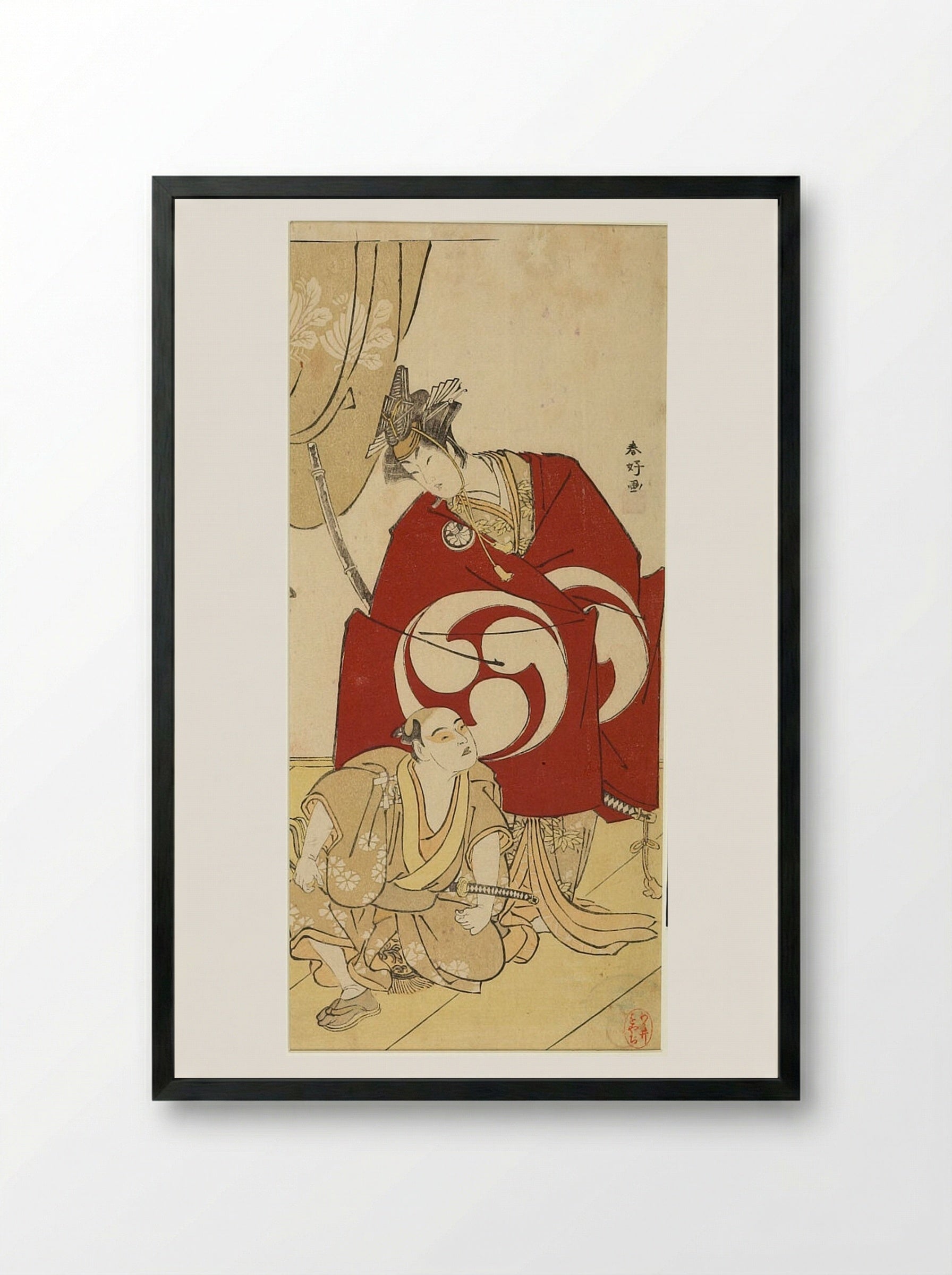 Actor Segawa Kikujirō and Boy Actor - Katsukawa Shunkō - Framed Print Black