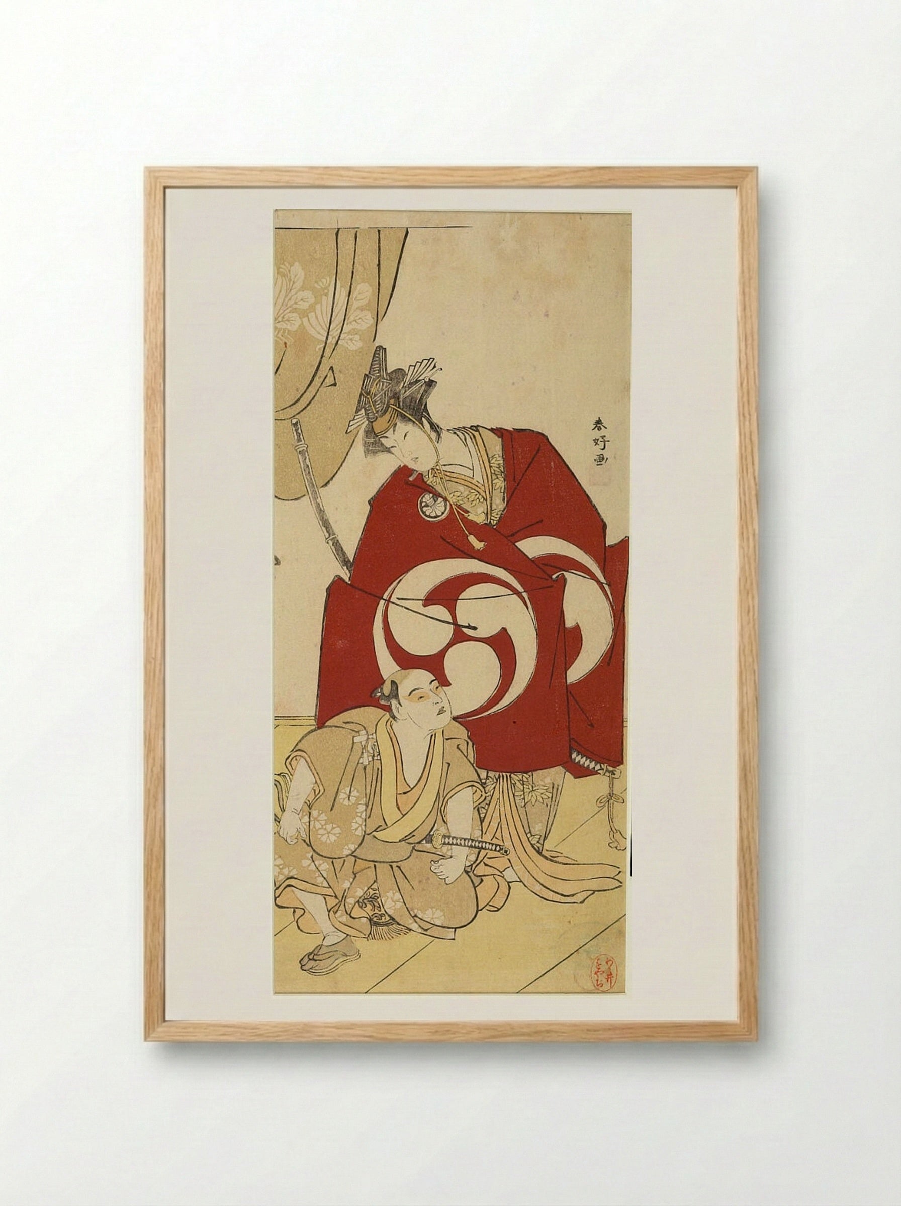 Actor Segawa Kikujirō and Boy Actor - Katsukawa Shunkō - Framed Print Wood