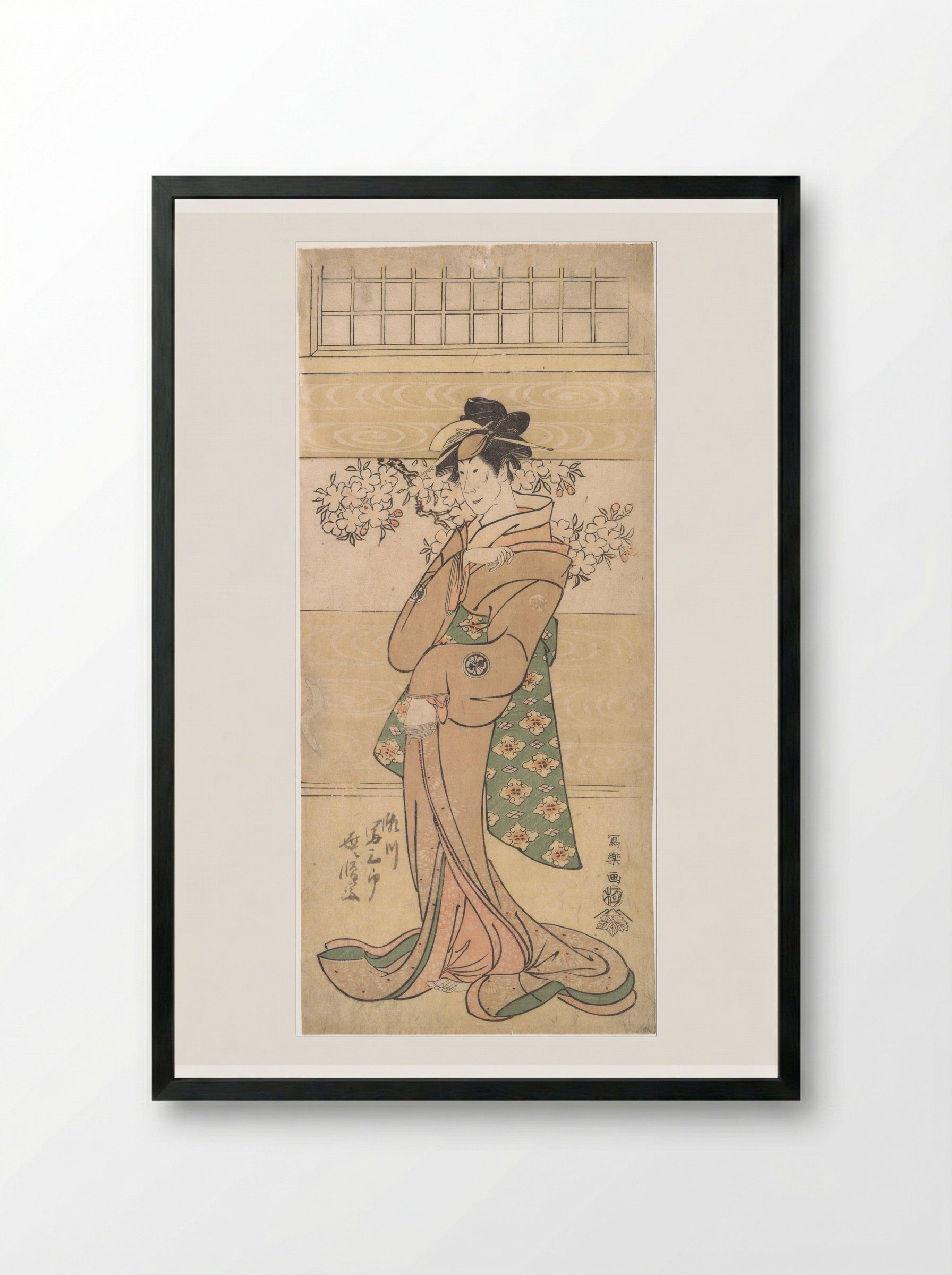 Actor Segawa Tomisaburo II as the Geisha Asaka - Tōshūsai Sharaku - Framed Print Black