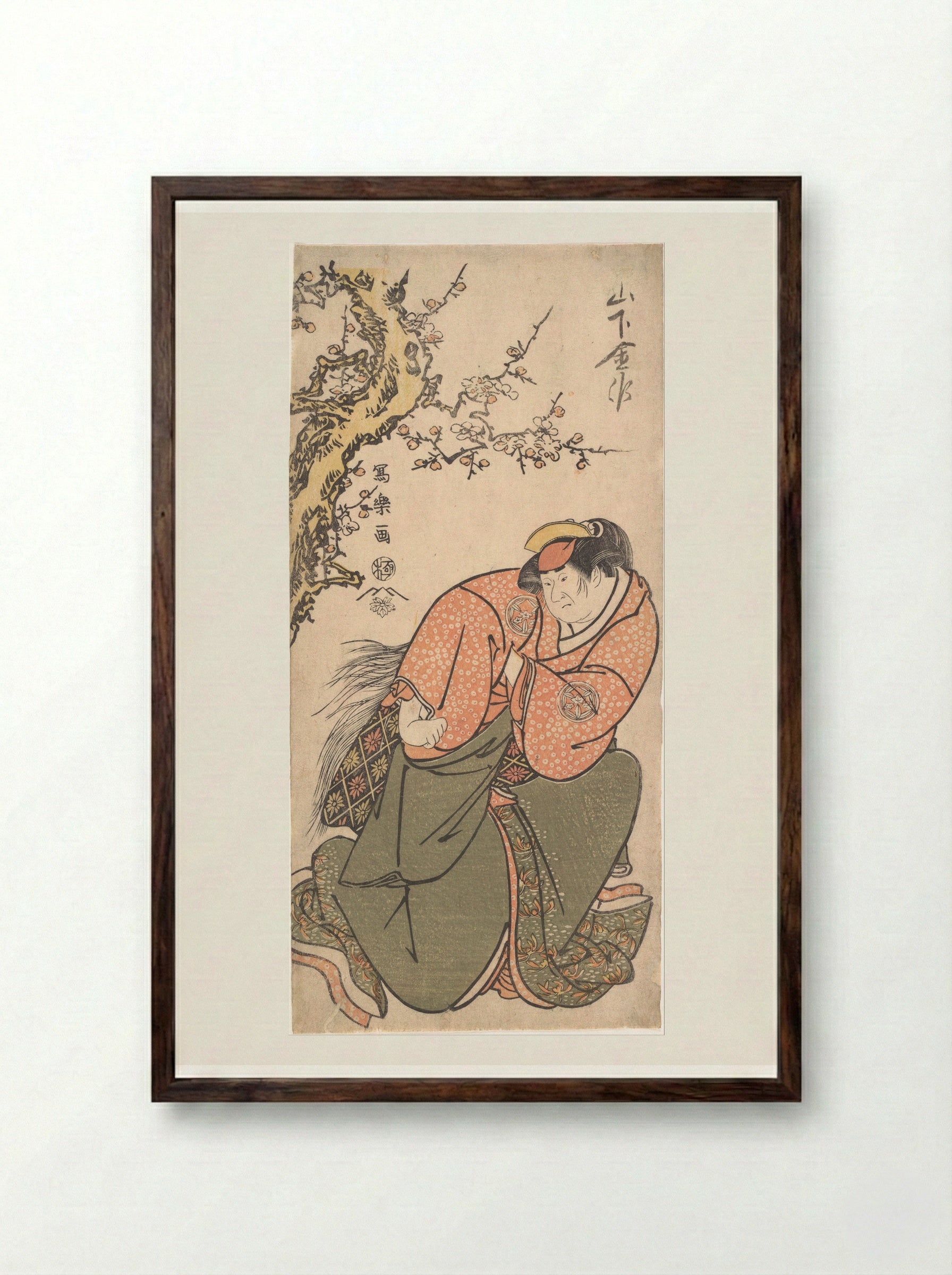 Actor Yamashita Kinsaku II as Sadato's Wife Iwate - Tōshūsai Sharaku - Framed Print Dark Wood