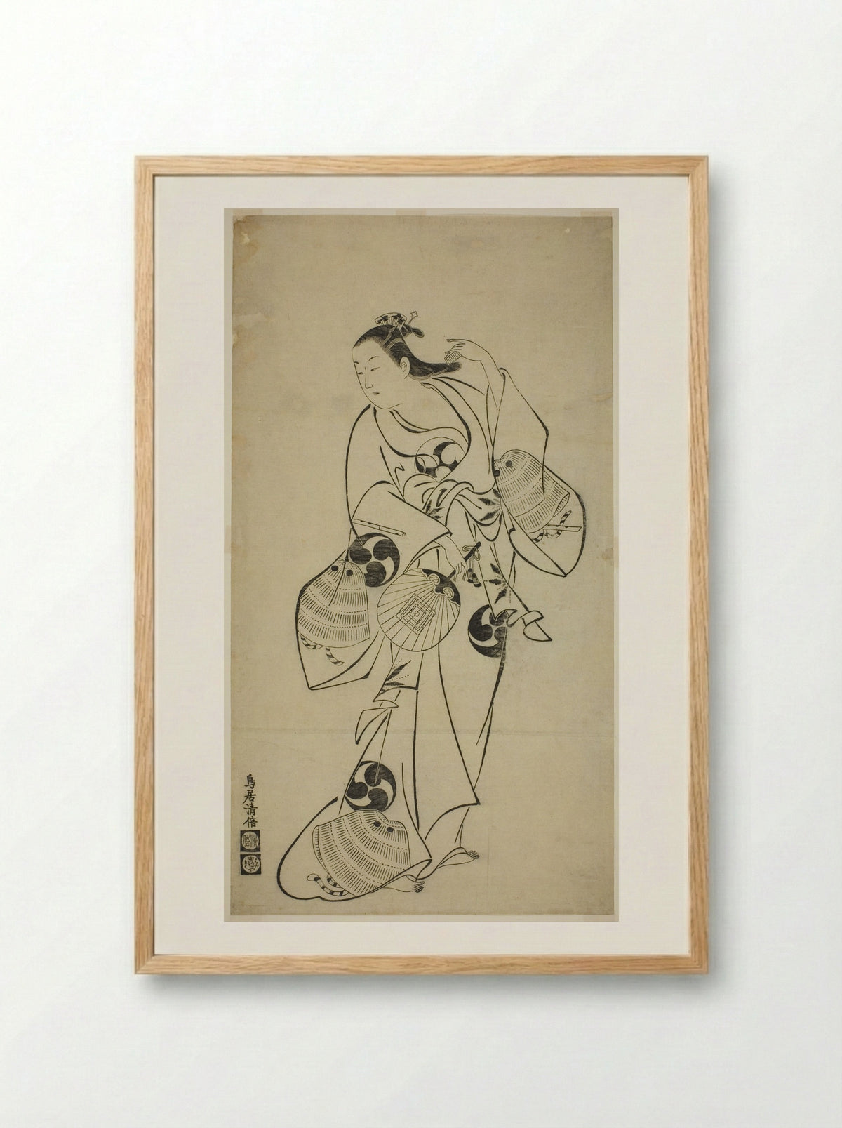 Actor as a Standing Beauty - Torii Kiyomasu I - Framed Print Wood