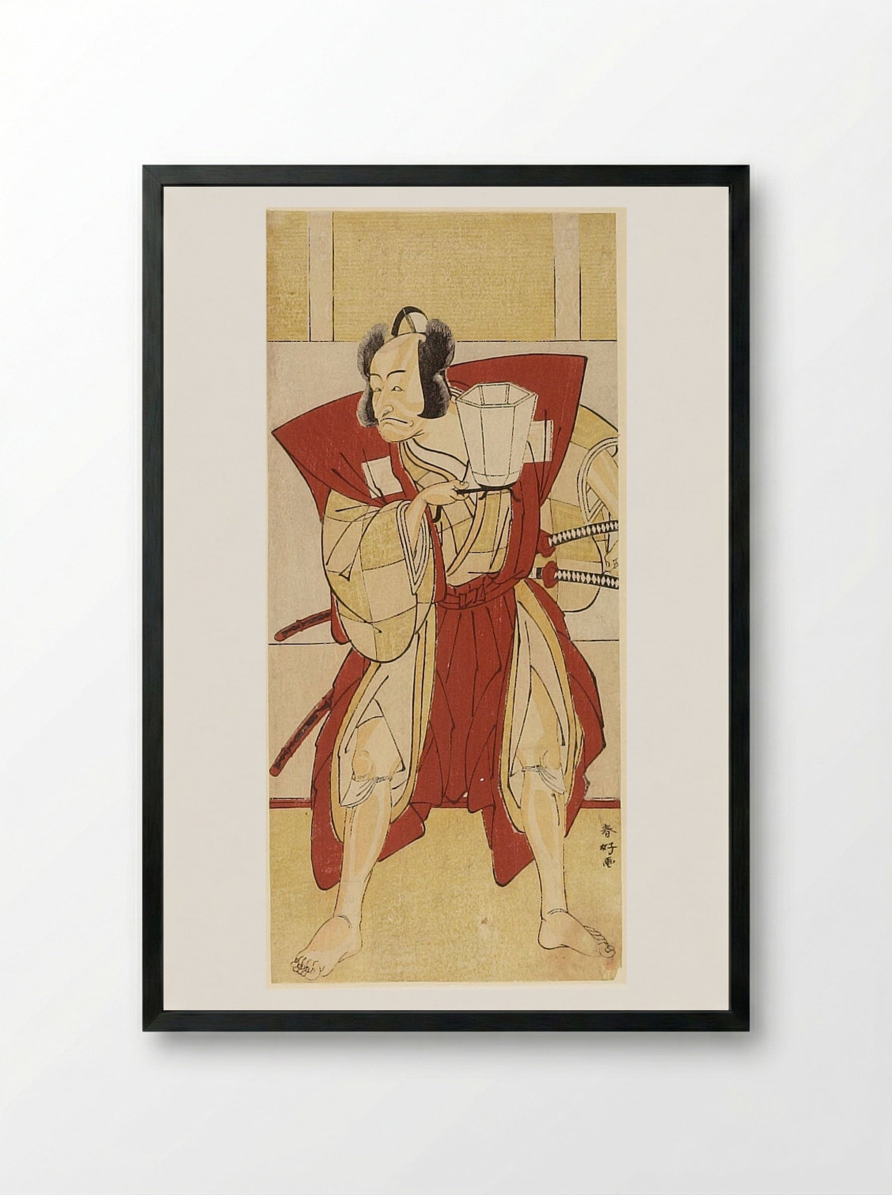 Actor in a Red Hakama - Katsukawa Shunkō - Framed Print Black