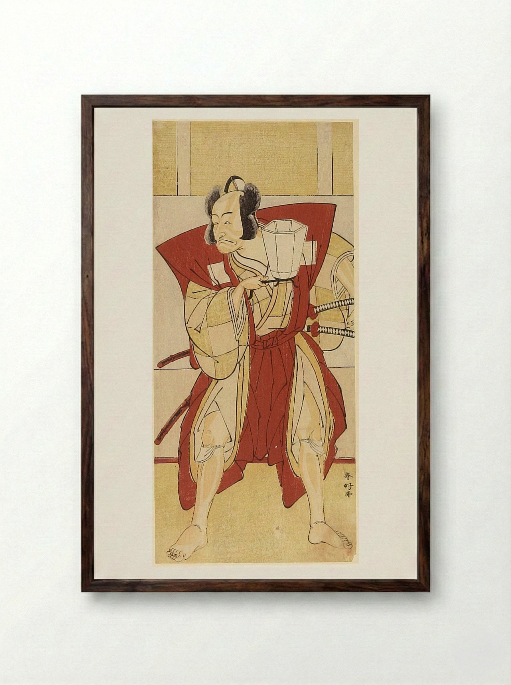 Actor in a Red Hakama - Katsukawa Shunkō - Framed Print Dark Wood