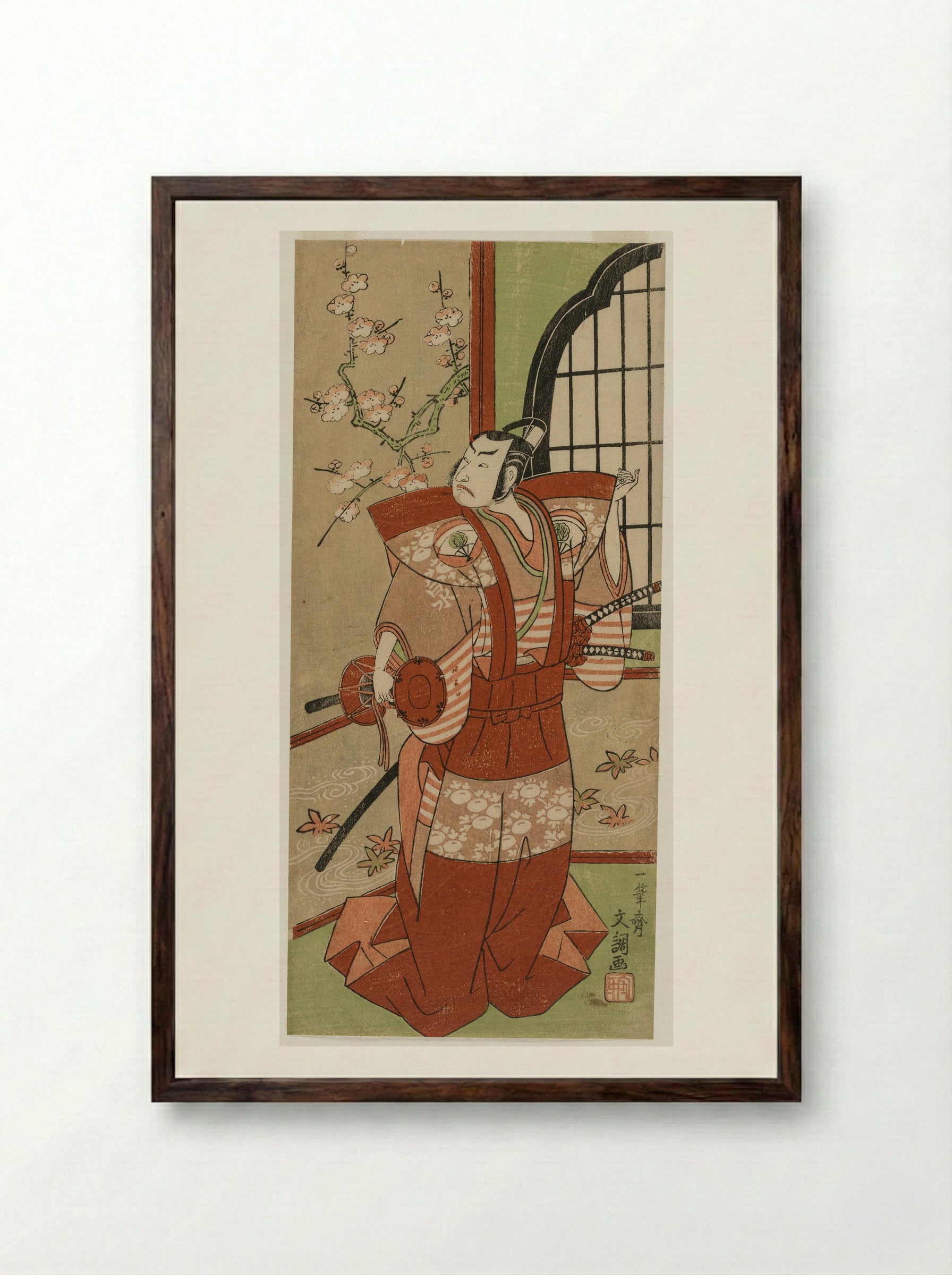 Actor in a Samurai Role - Ippitsusai Bunchō - Framed Print Dark Wood