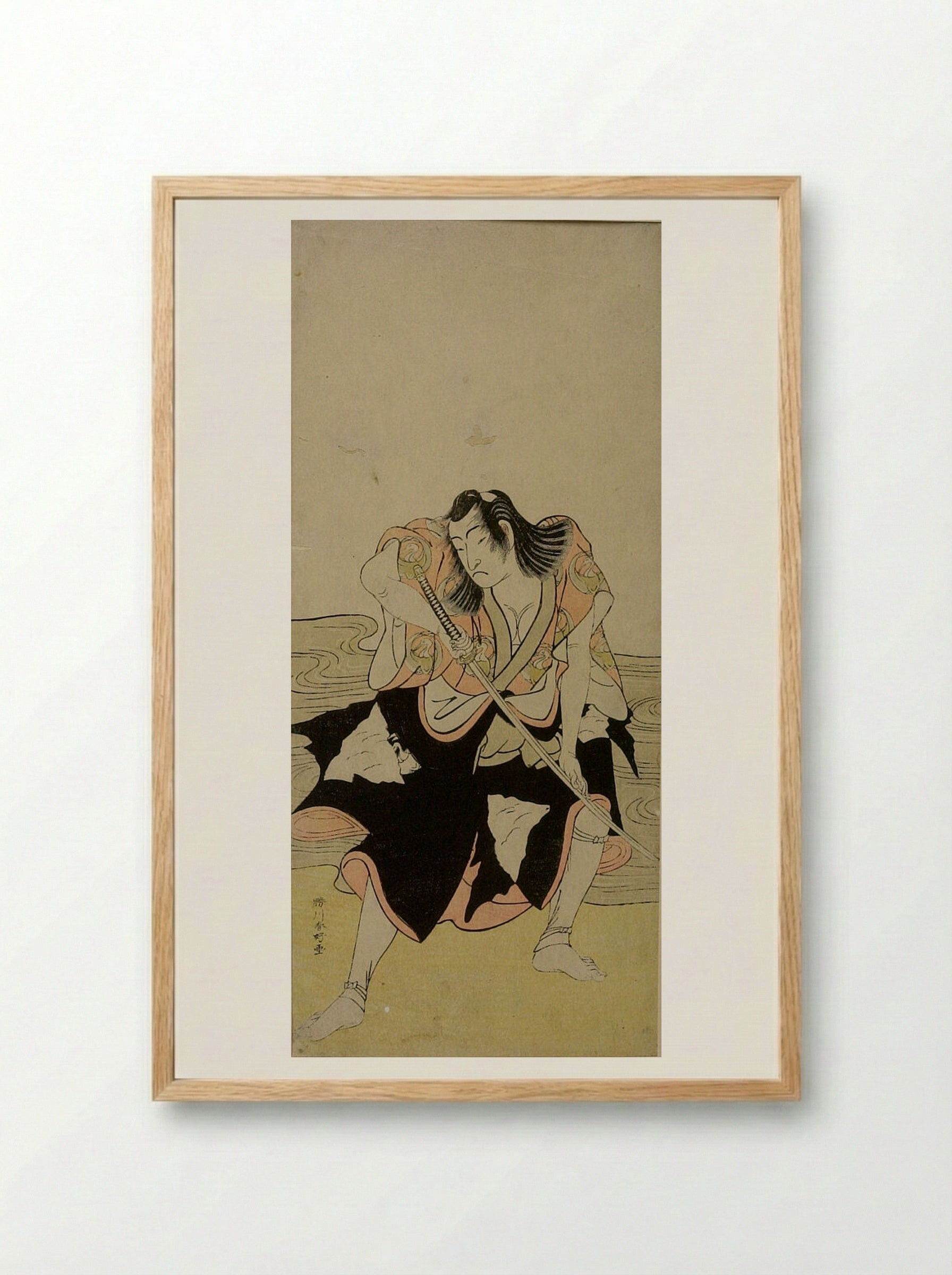 Actor in the Role of Samurai Brandishing Sword - Katsukawa Shunkō - Framed Print Wood