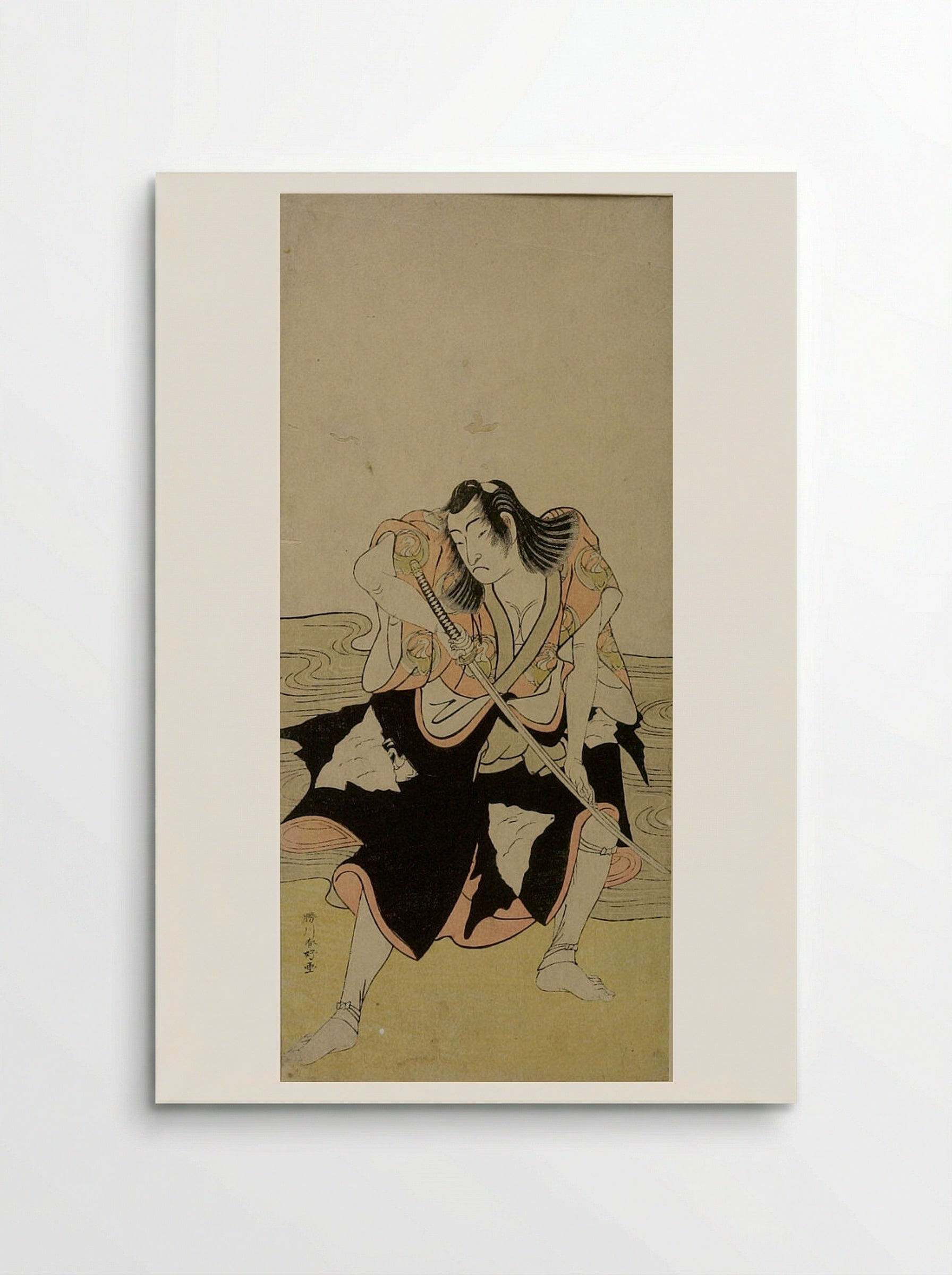 Actor in the Role of Samurai Brandishing Sword - Katsukawa Shunkō - Poster