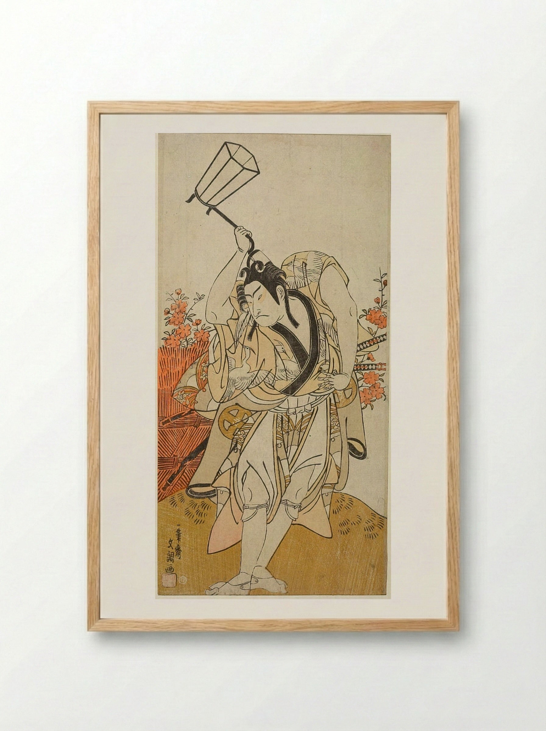 Actor Ōtani Hiroji III Wielding a Lantern - Ippitsusai Bunchō - Framed Print Wood