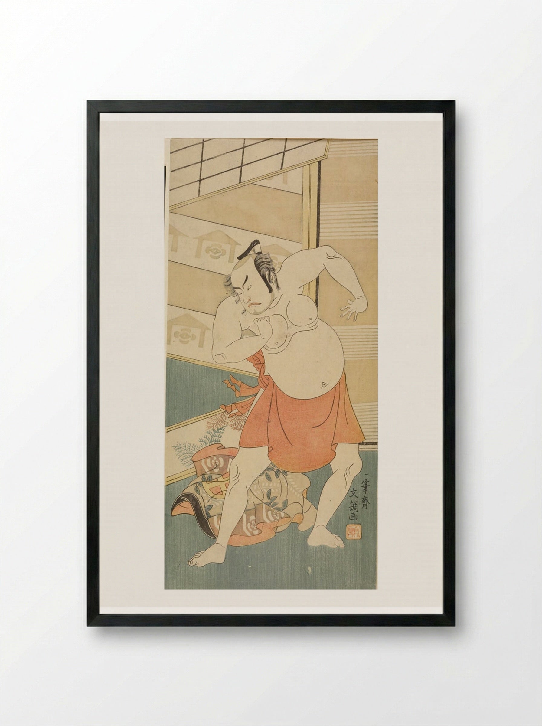 Actor Ōtani Hiroji as Kudō Suketsune - Ippitsusai Bunchō - Framed Print Black