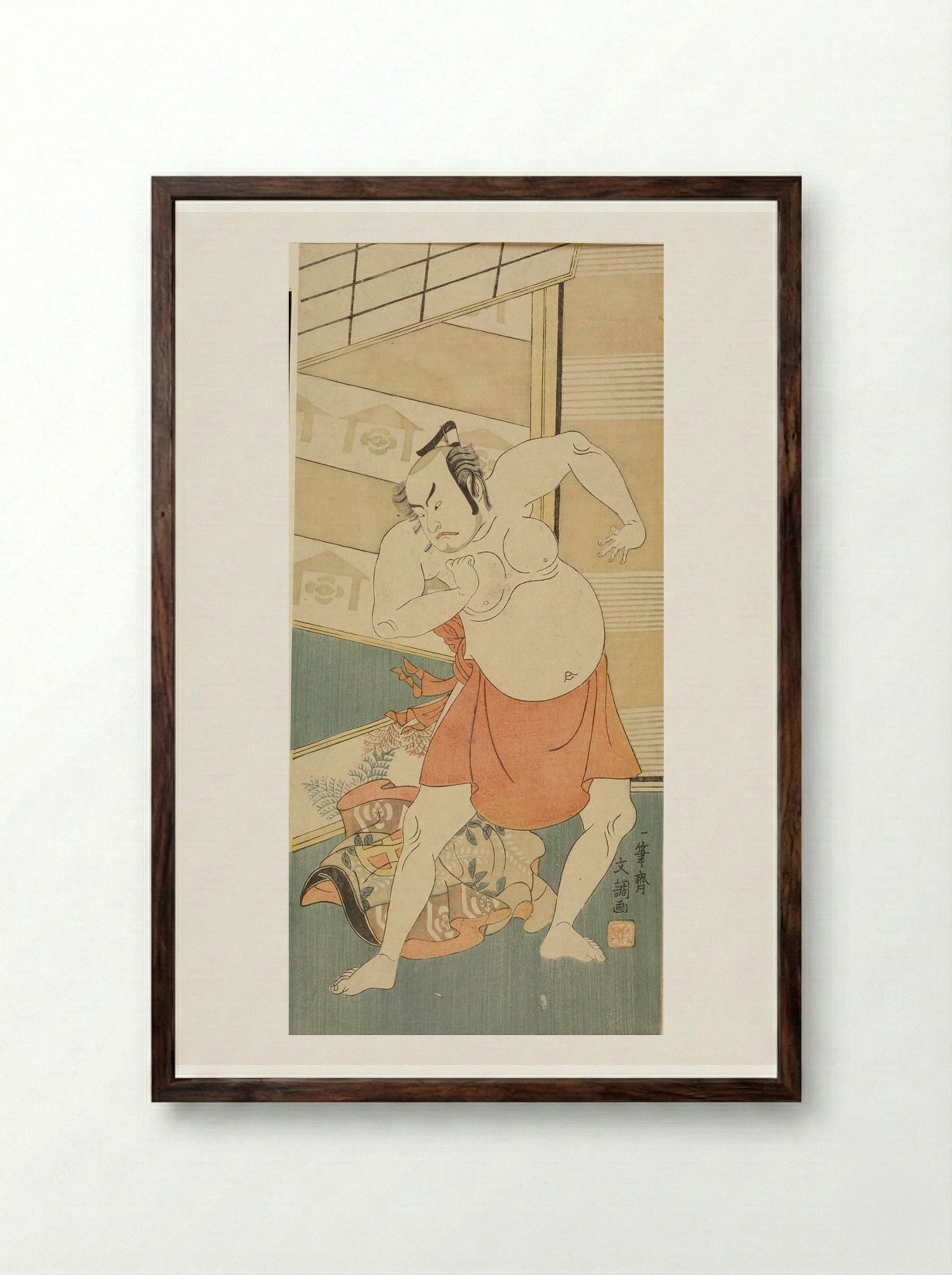 Actor Ōtani Hiroji as Kudō Suketsune - Ippitsusai Bunchō - Framed Print Dark Wood