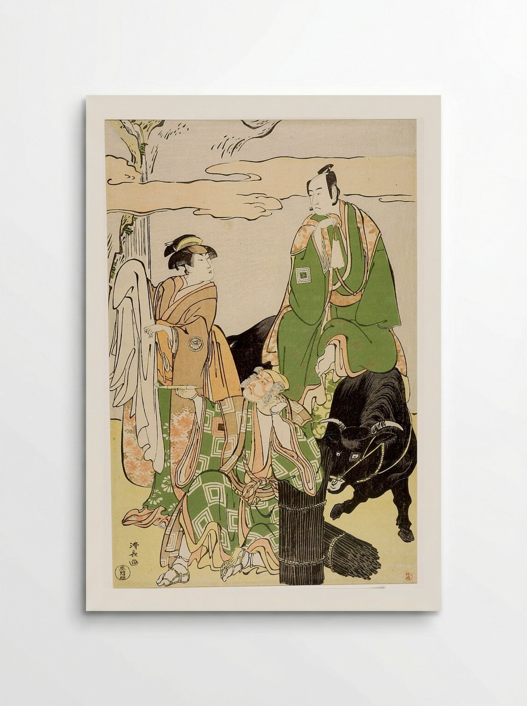 Actors Ichikawa Danjūrō 5th, Segawa Kikujirō and Ichikawa Monnosuke - Torii Kiyonaga - Poster