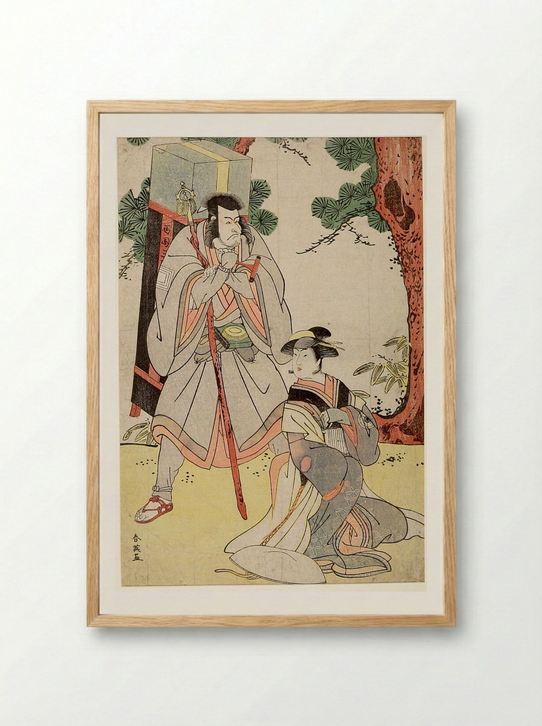 Actors Ichikawa Danjūrō 5th and Iwai Hanshirō 4th - Katsukawa Shun'ei - Framed Print Wood