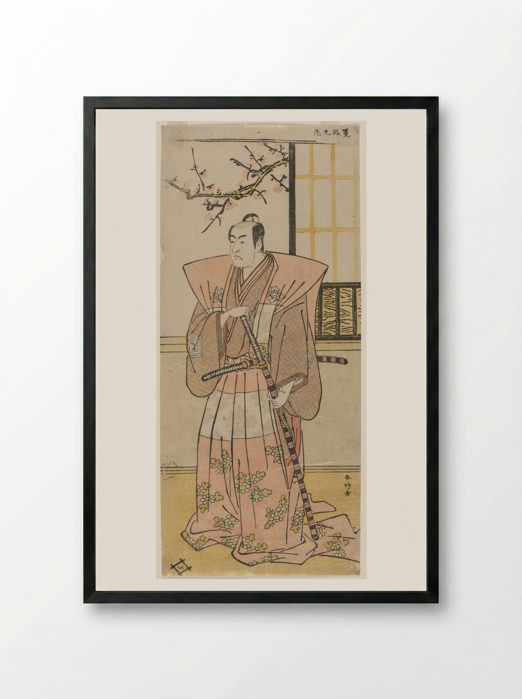 Actors Ichikawa Monnosuke II, Iwai Hanshirō IV, and Onoe Matsusuke I - Katsukawa Shunkō - Framed Print Black