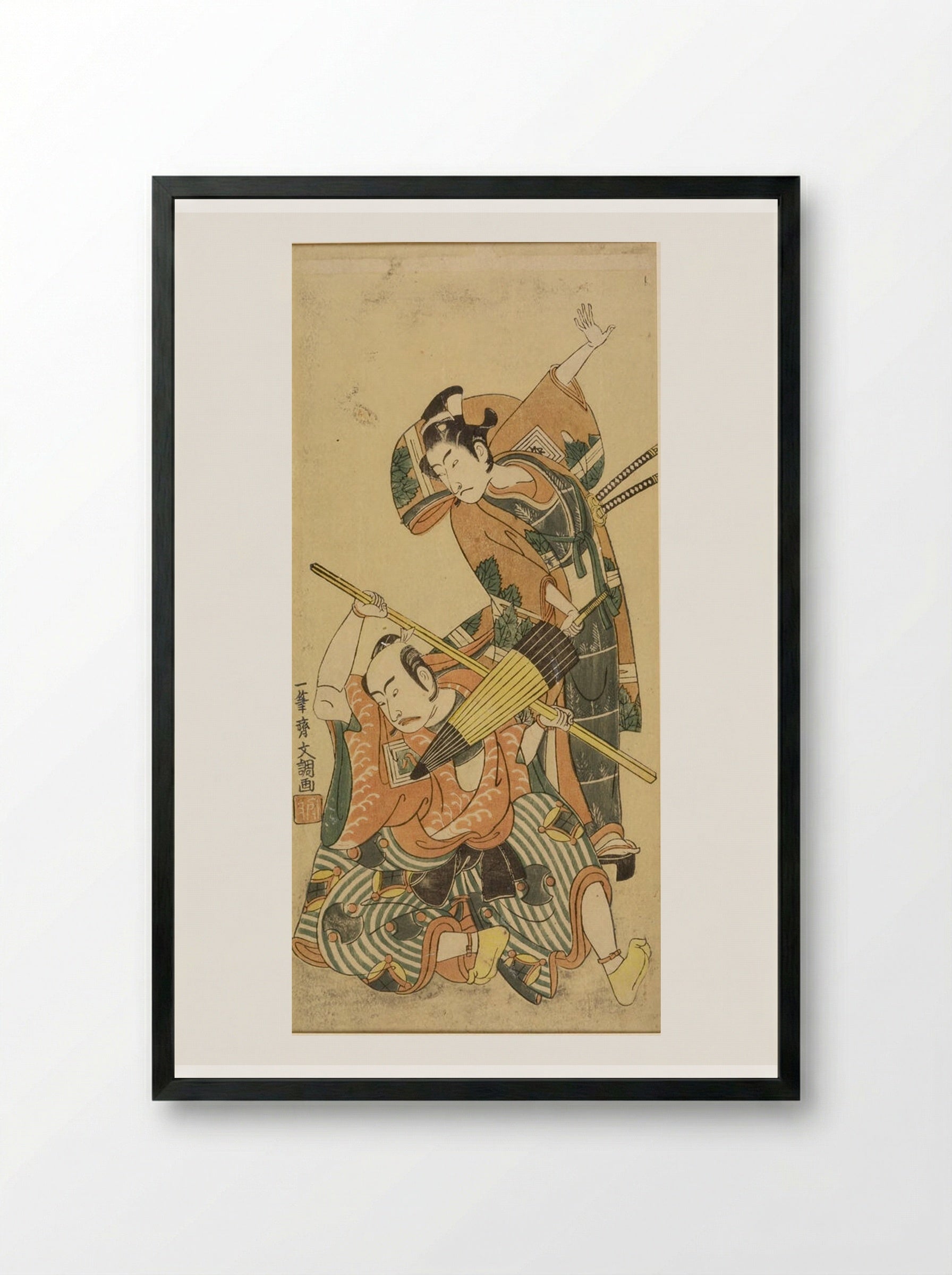 Actors Ichikawa Yaozō and Ichikawa Benzo - Ippitsusai Bunchō - Framed Print Black