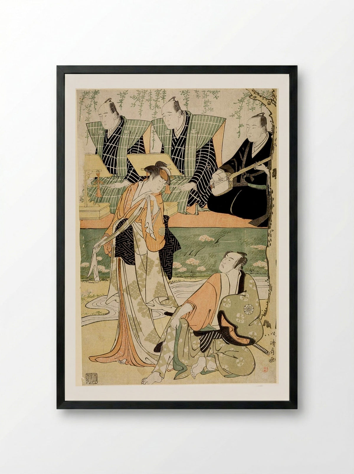 Actors Mimaru Tomijirō and Matsumoto Kōshirō 1st - Torii Kiyonaga - Framed Print Black