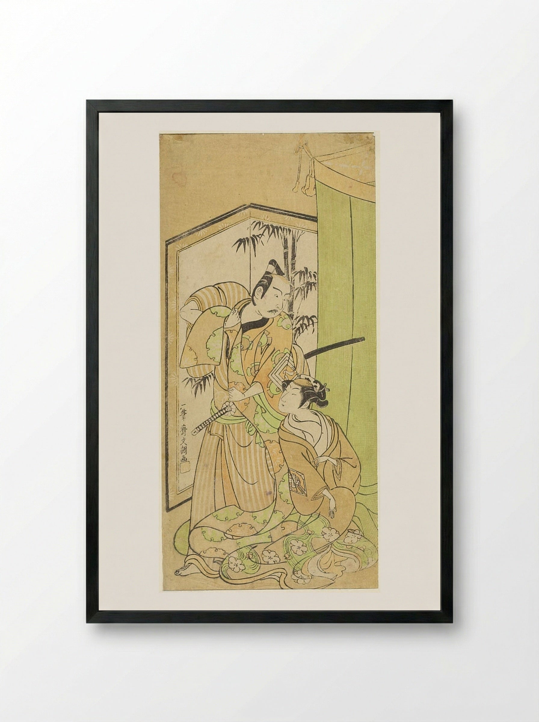 Actors Nakamura Matsue and Ichikawa Yaozō - Ippitsusai Bunchō - Framed Print Black