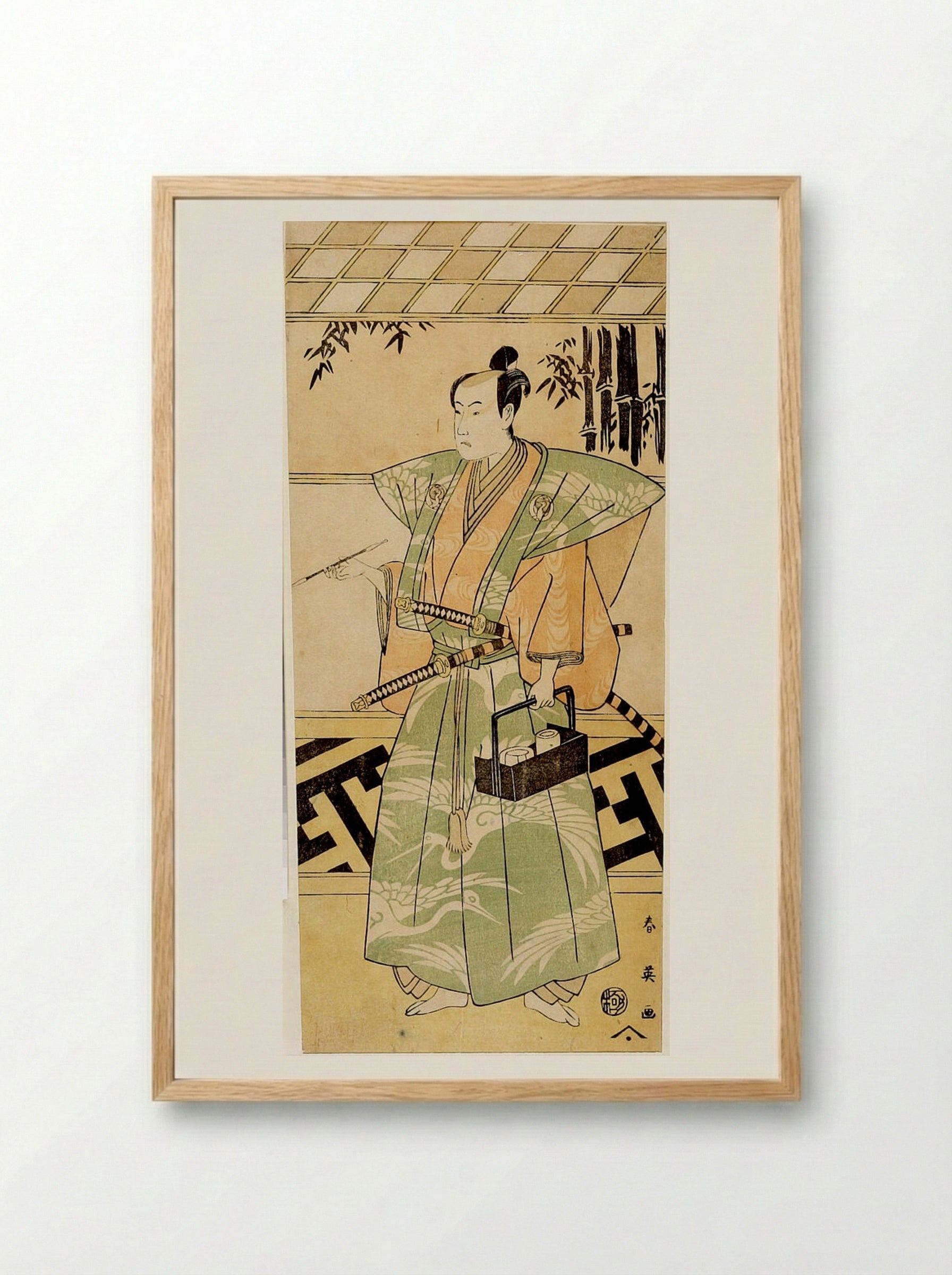 Actors Nakamura Noshio and Possibly Bandô Hikosaburô III - Katsukawa Shun'ei - Framed Print Wood