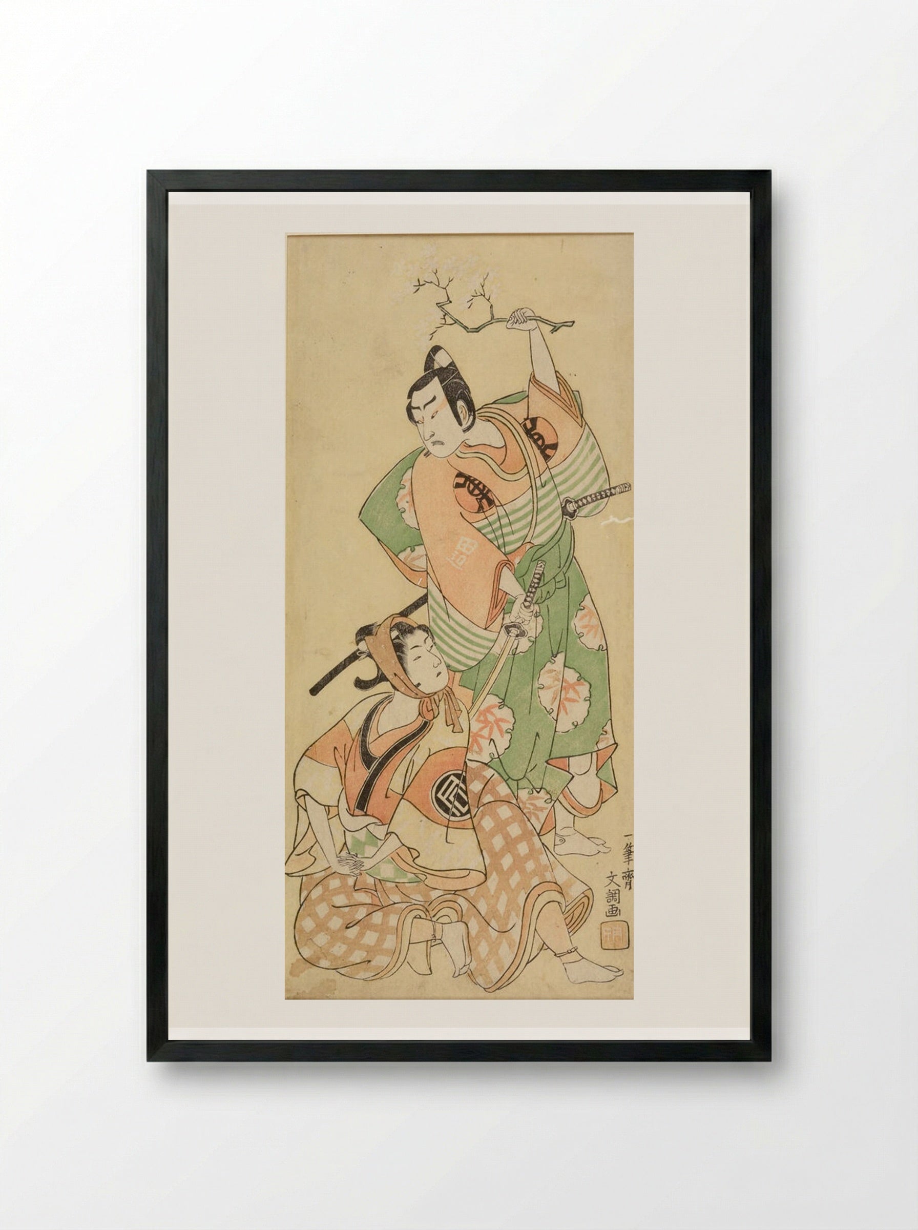 Actors Sanogawa Ichimatsu and Bandō Sanpachi - Ippitsusai Bunchō - Framed Print Black