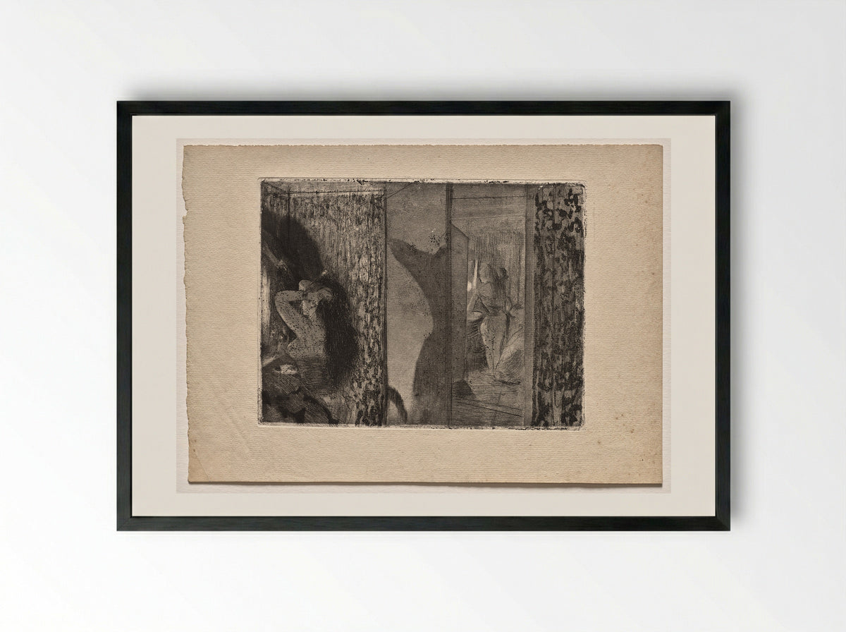 Actresses in Their Dressing Rooms - Edgar Degas - Framed Print Black