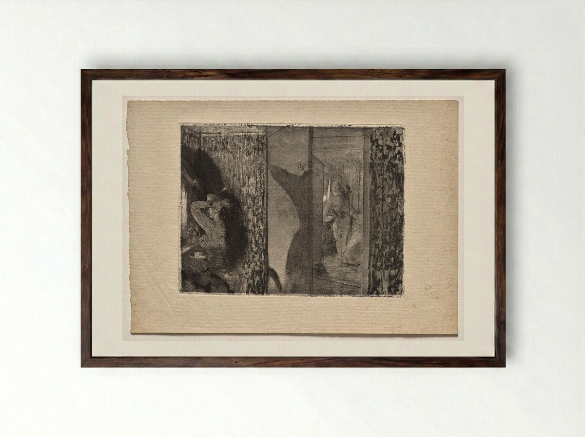 Actresses in Their Dressing Rooms - Edgar Degas - Framed Print Dark Wood