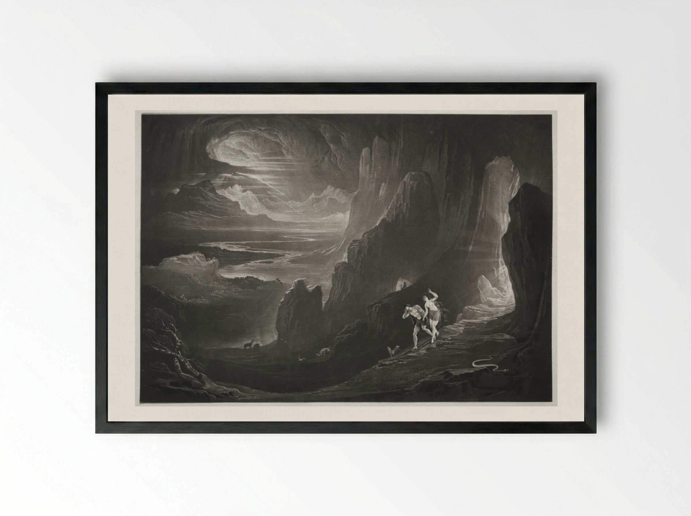 Adam and Eve Driven out of Paradise - John Martin - Framed Print Black