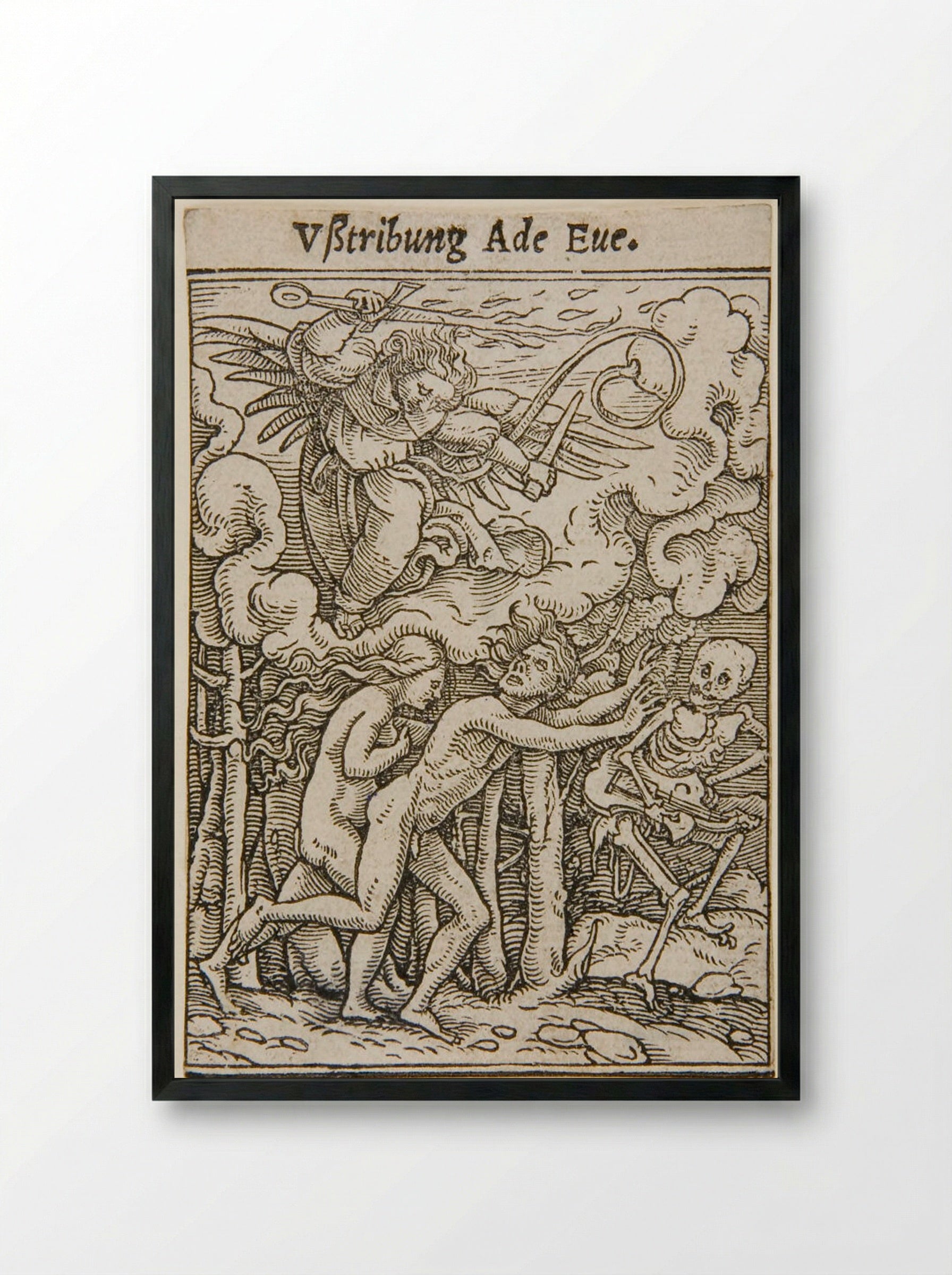 Adam and Eve Expelled from Paradise - Hans Holbein the Younger - Framed Print Black
