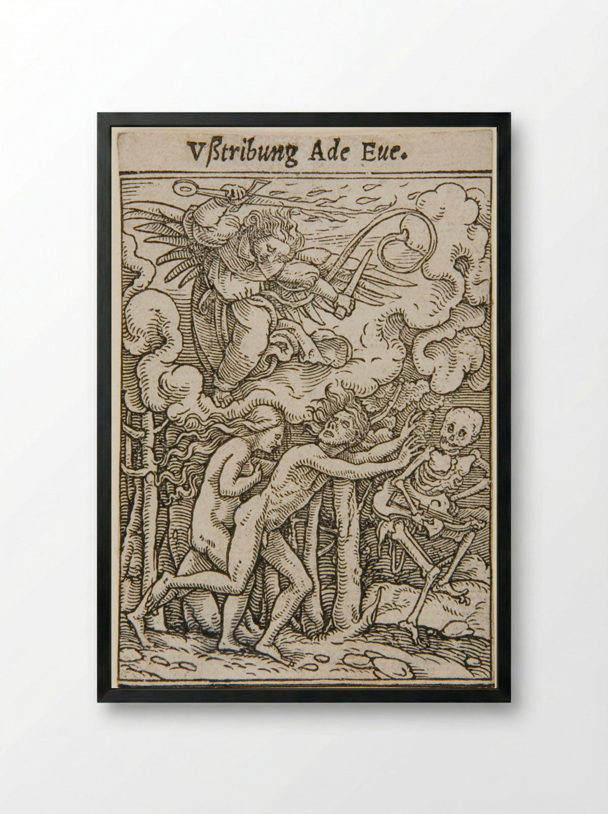 Adam and Eve Expelled from Paradise - Hans Holbein the Younger - Framed Print Black