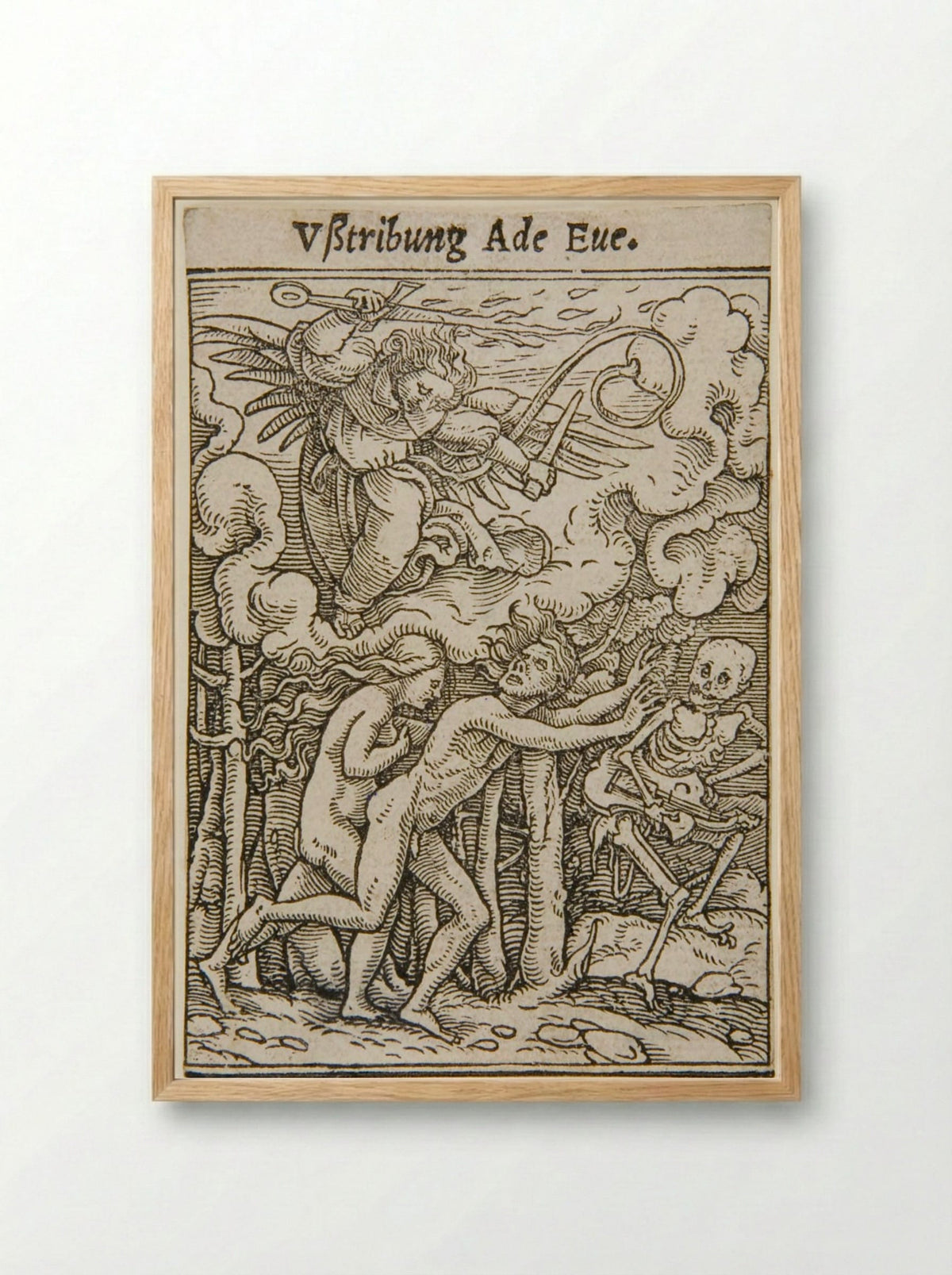 Adam and Eve Expelled from Paradise - Hans Holbein the Younger - Framed Print Wood
