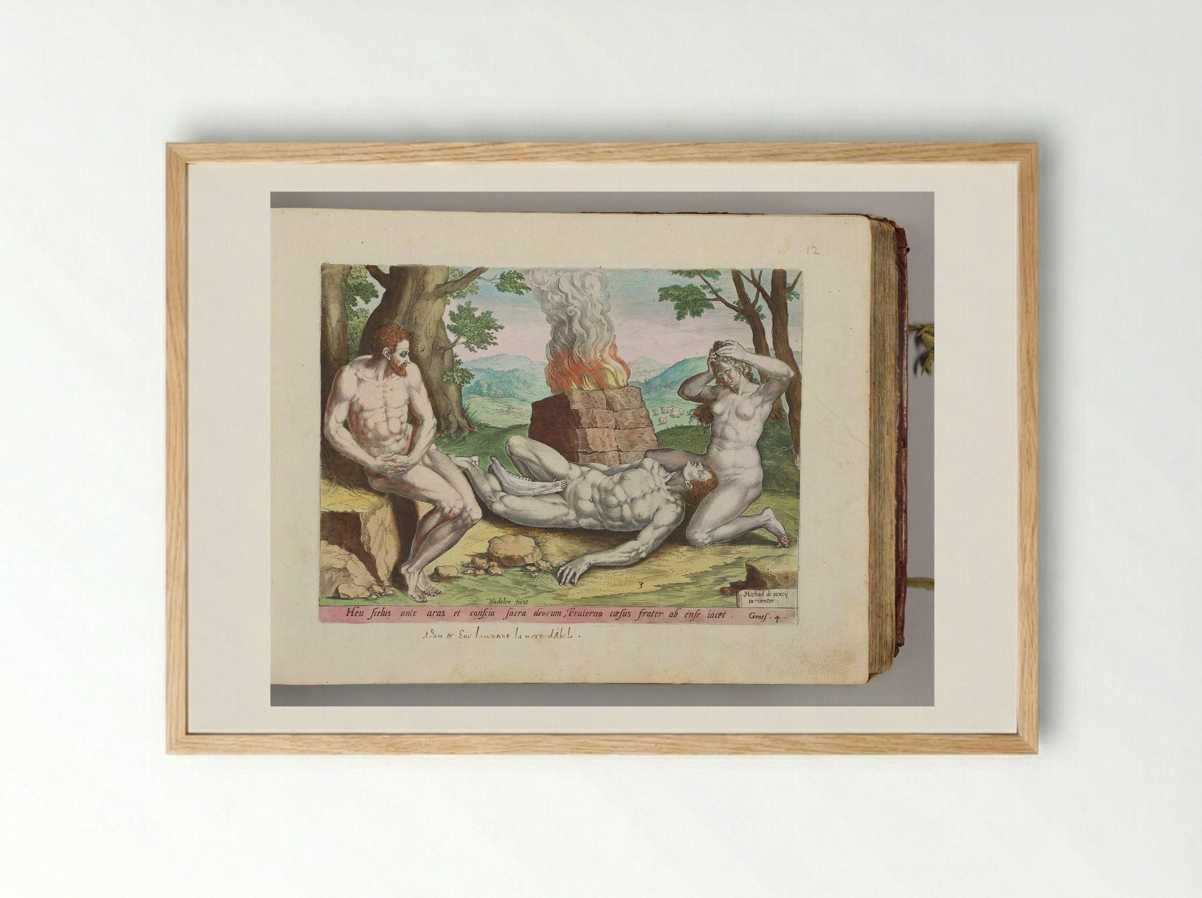 Adam and Eve Mourning Abel's Death - Johann Sadeler I - Framed Print Wood