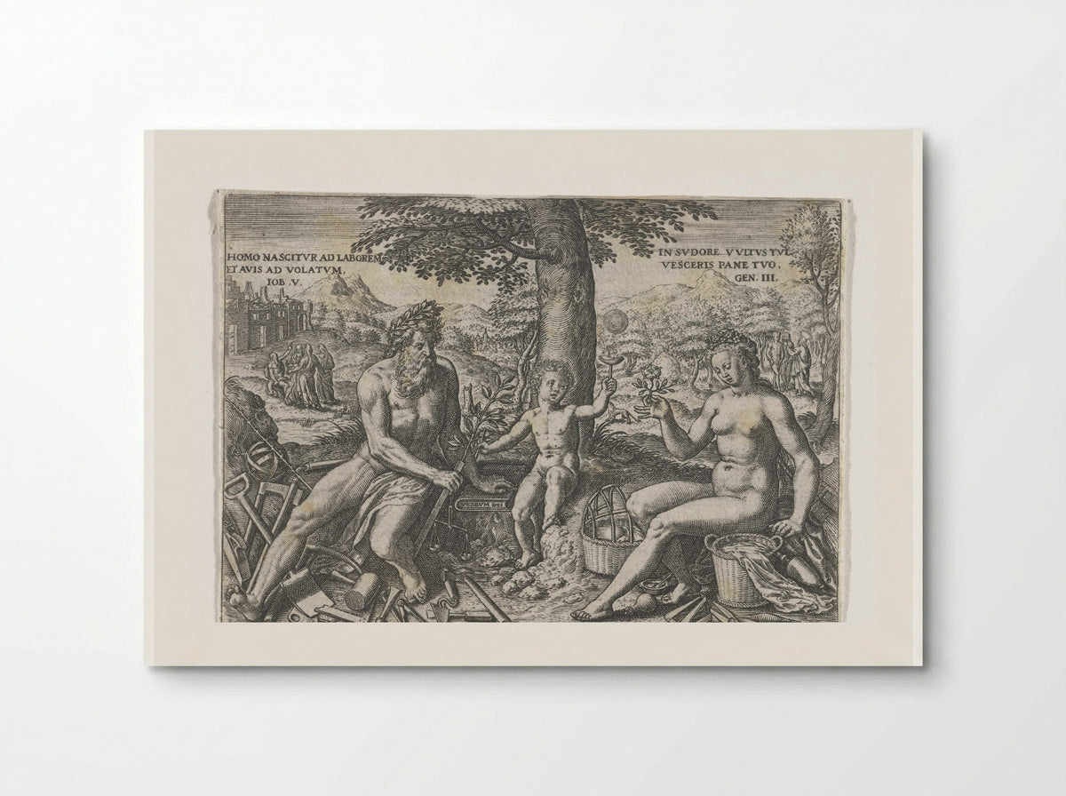 Adam and Eve with the Infant Cain - Theodor de Bry - Poster
