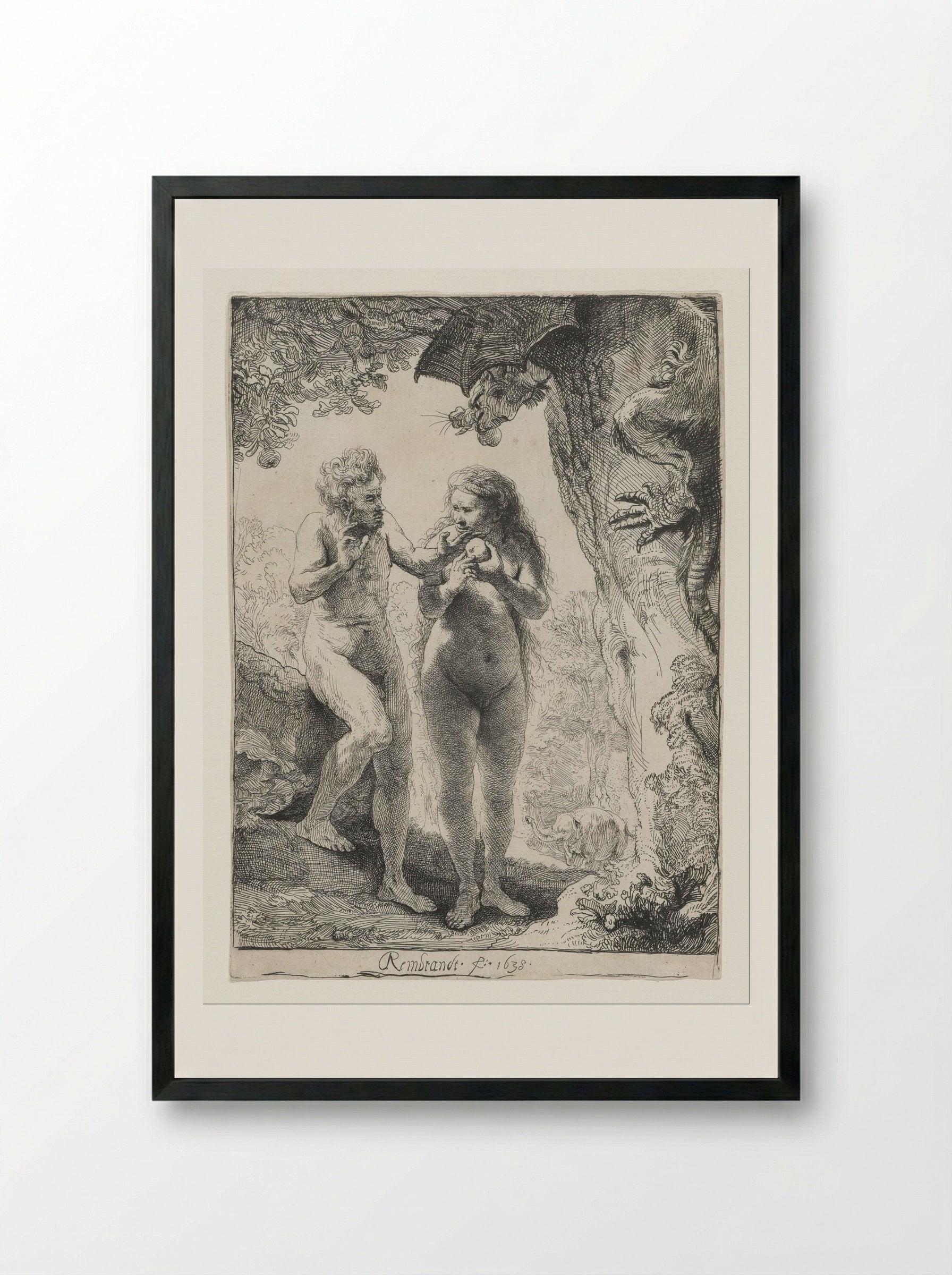 Adam and Eve - Rembrandt Harmensz. van Rijn - Framed Print Black