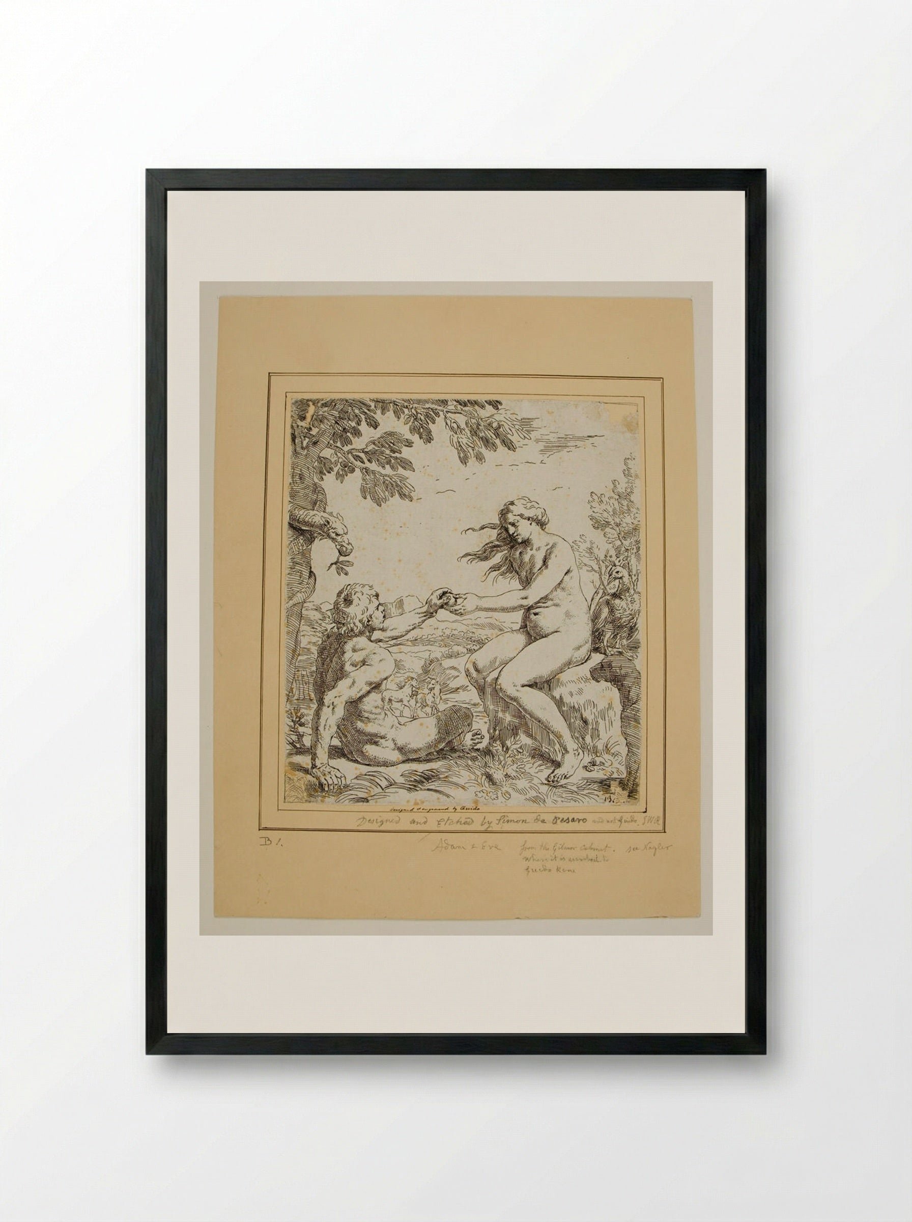 Adam and Eve - Simone Cantarini - Framed Print Black