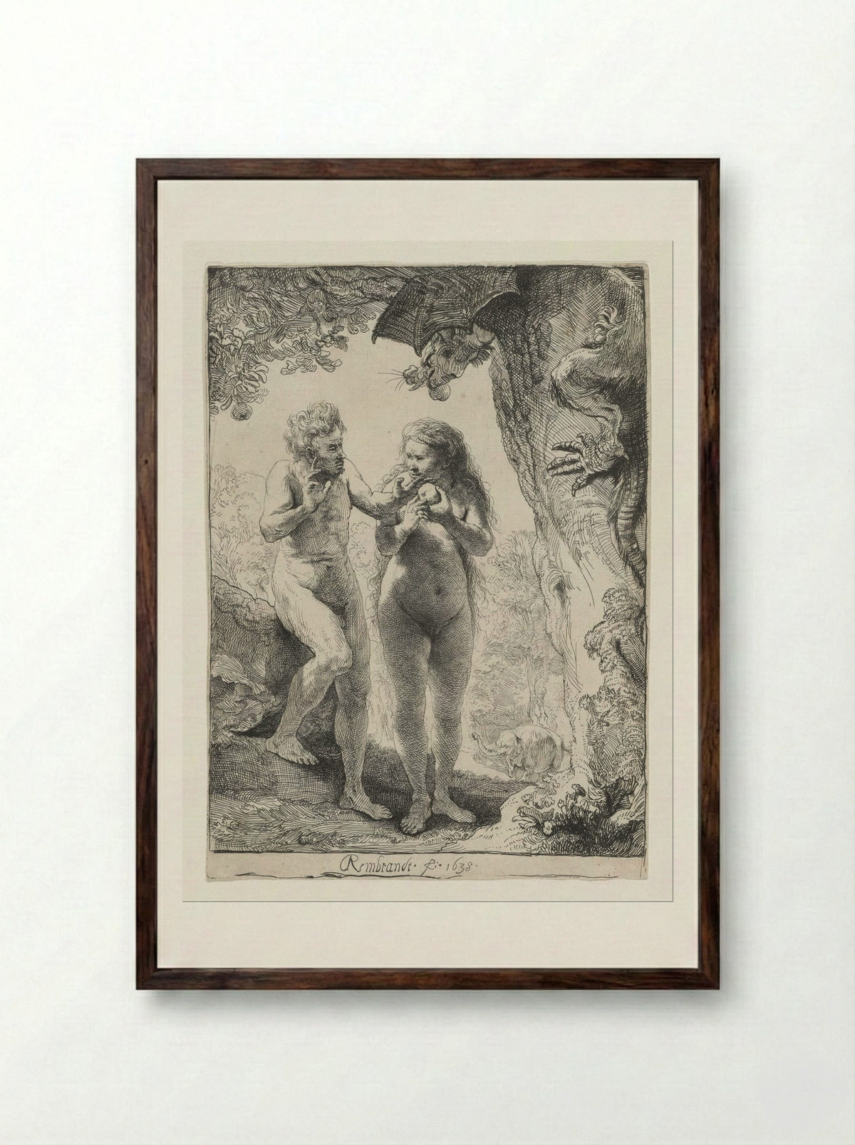 Adam and Eve - Rembrandt Harmensz. van Rijn - Framed Print Dark Wood