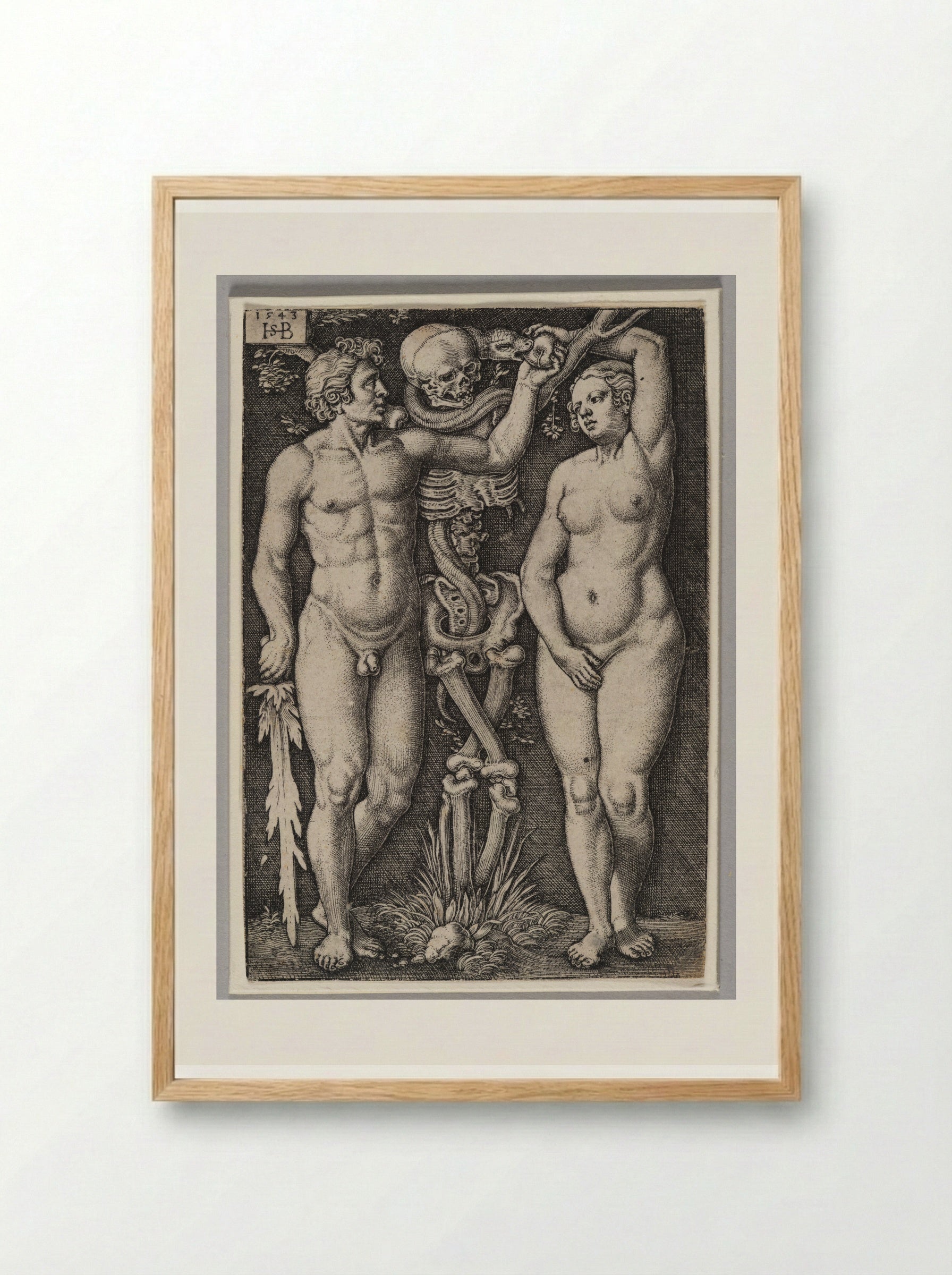 Adam and Eve - Sebald Beham - Framed Print Wood