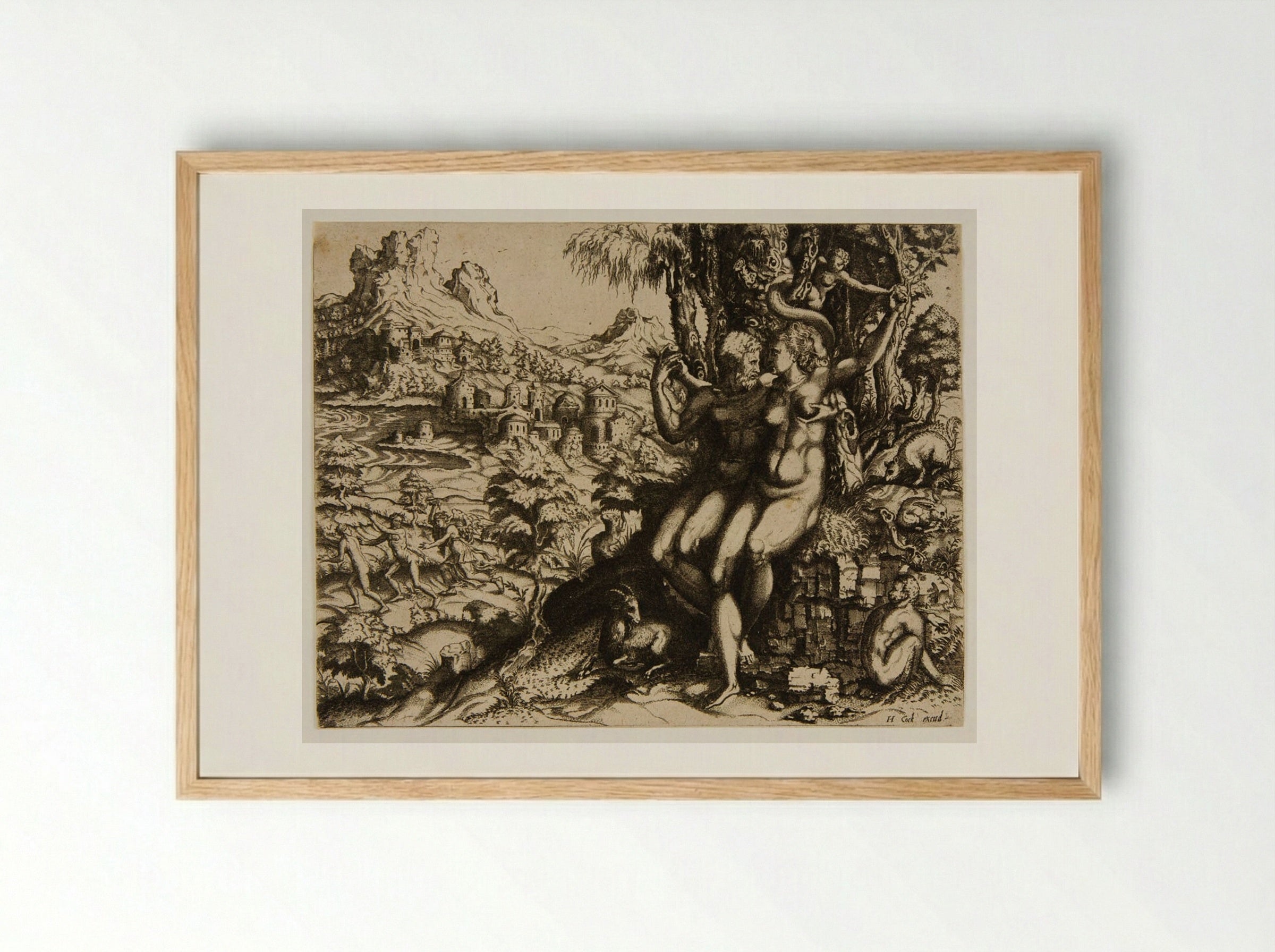 Adam and Eve - Giulio Bonasone - Framed Print Wood