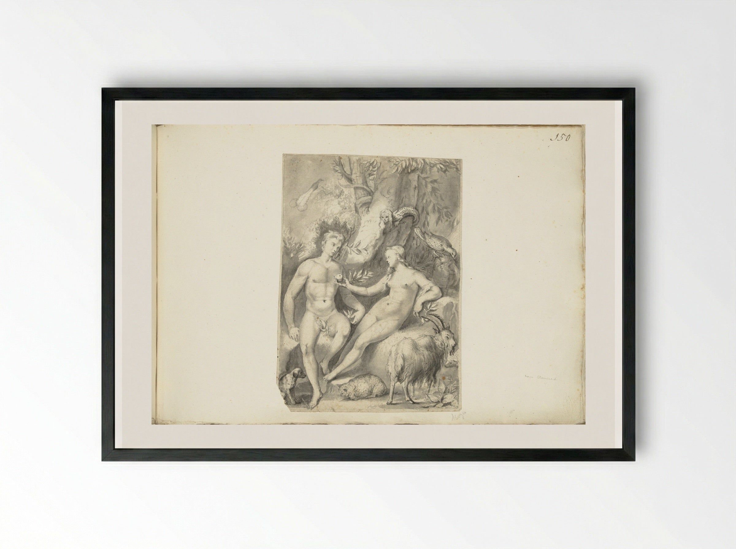 Adam en Eva - Moses ter Borch - Framed Print Black