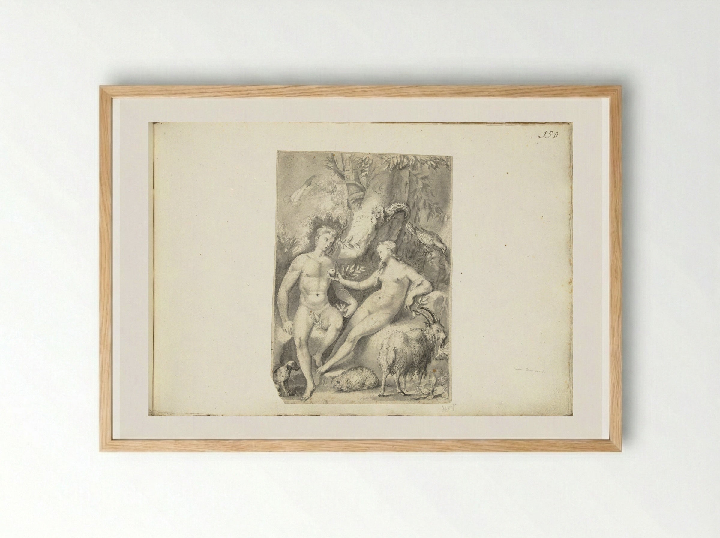 Adam en Eva - Moses ter Borch - Framed Print Wood