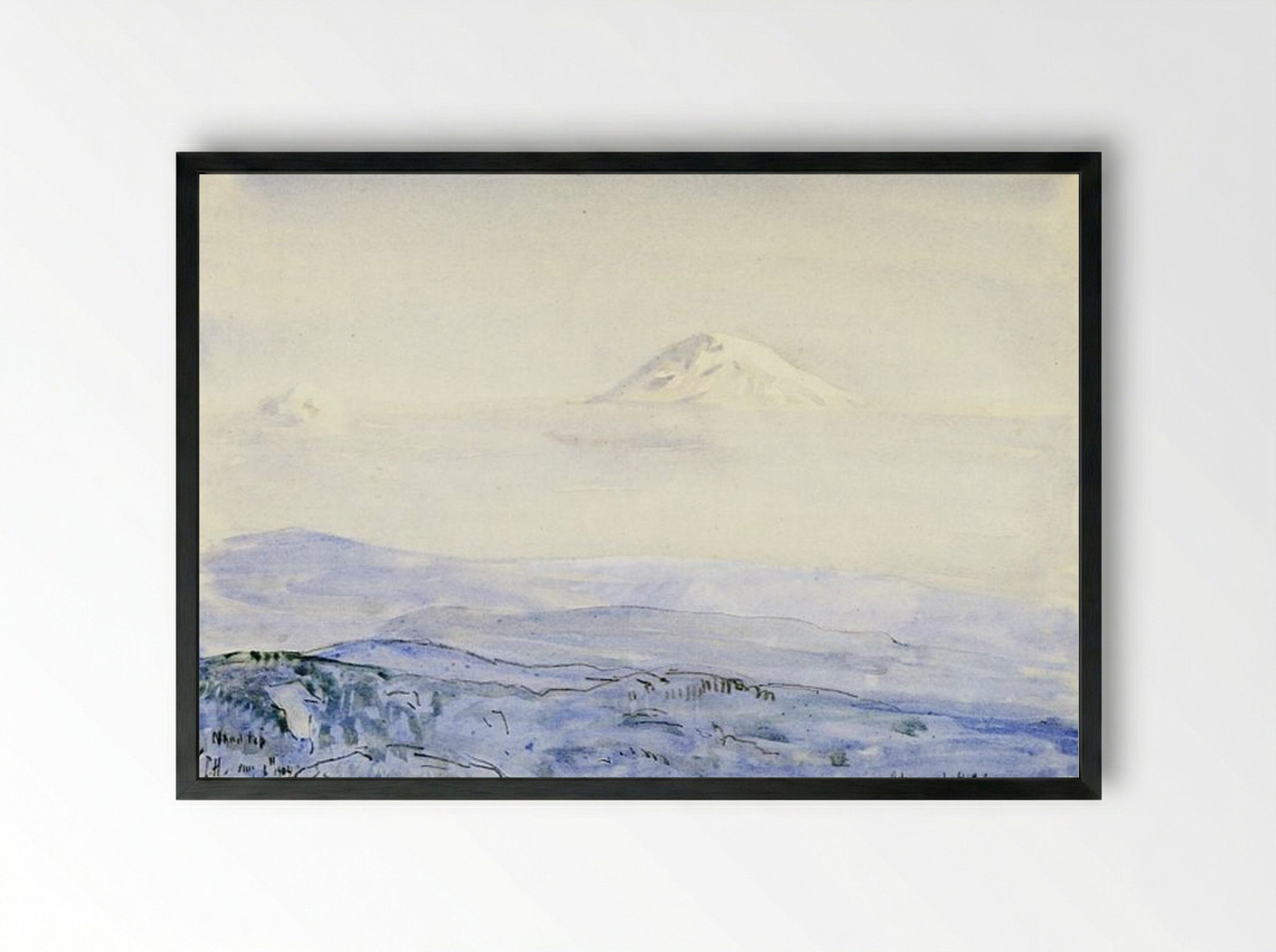 Adams and St. Helens, Early Morning - Childe Hassam - Framed Print Black