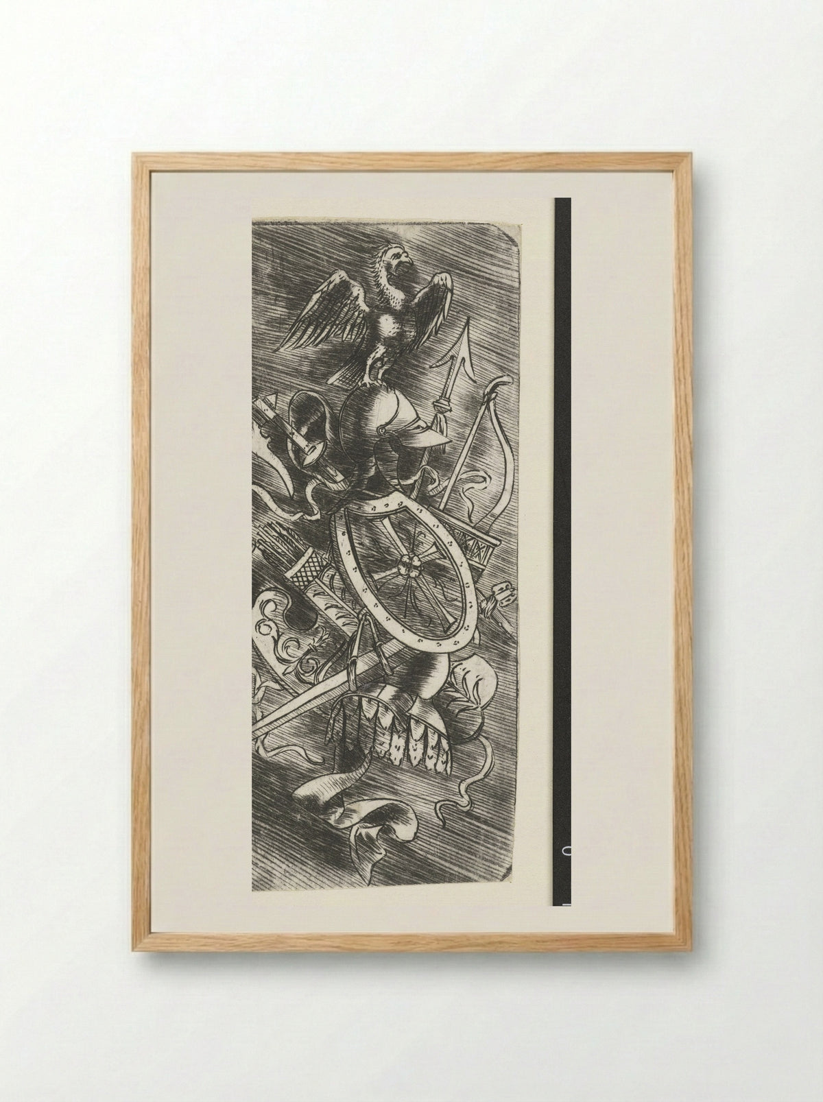 Adelaar bovenop wapentrofeeën waaronder verschillende wapens - Meester van 1515 - Framed Print Wood
