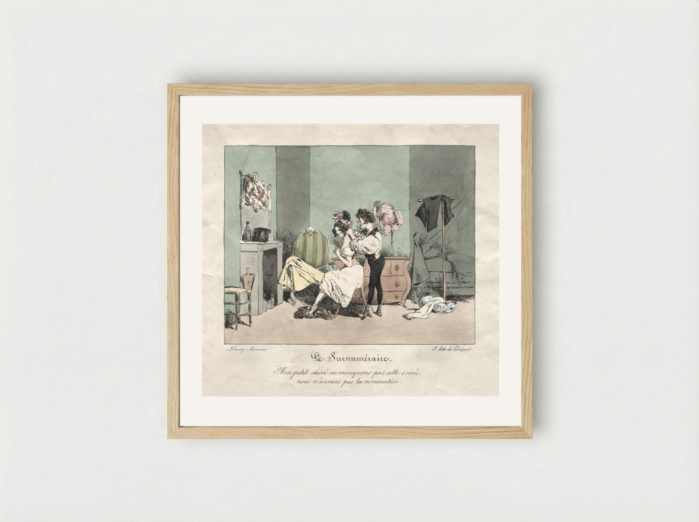 Administrative Customs: The Supernumerary - Henry Bonaventure Monnier - Framed Print Wood