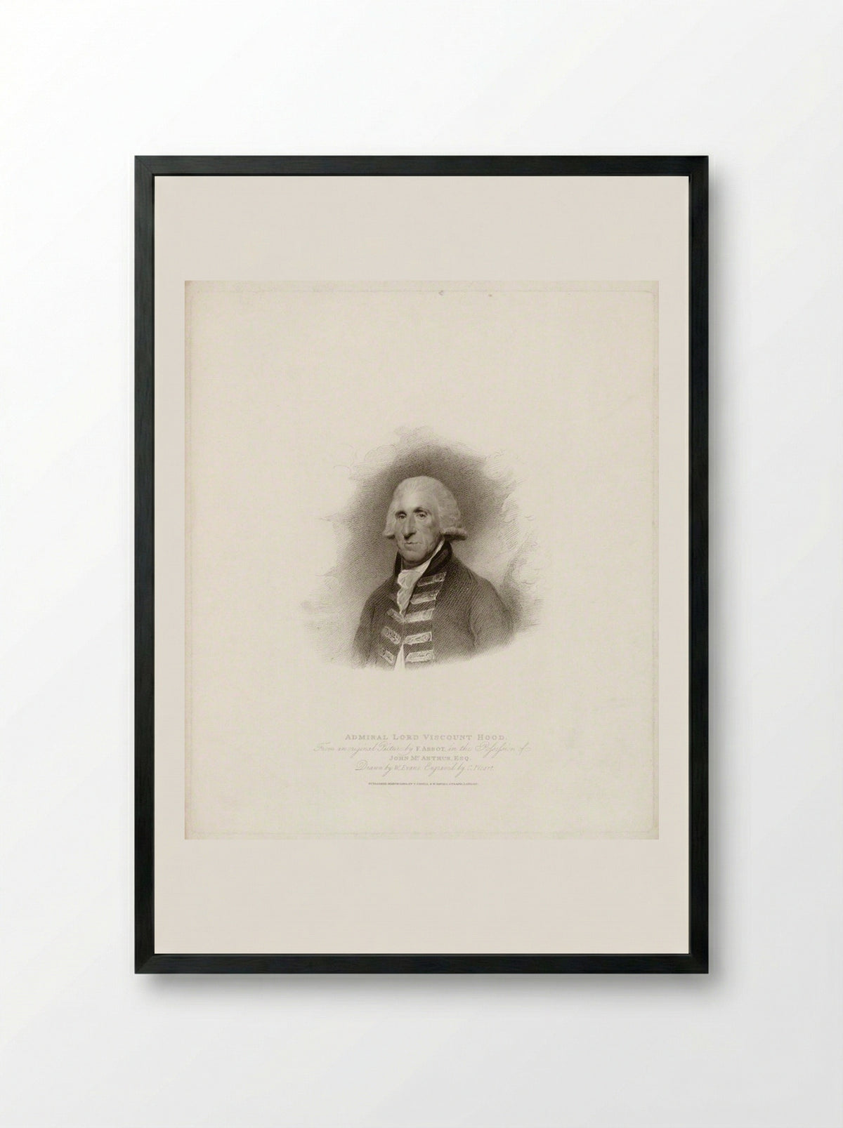 Admiral Lord Viscount Hood - Charles Picart - Framed Print Black