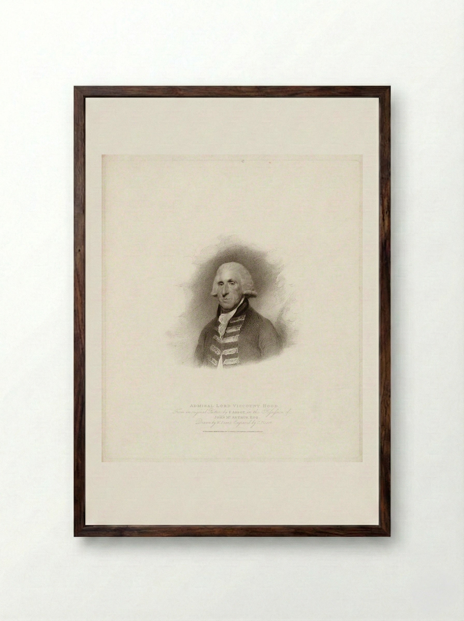Admiral Lord Viscount Hood - Charles Picart - Framed Print Dark Wood