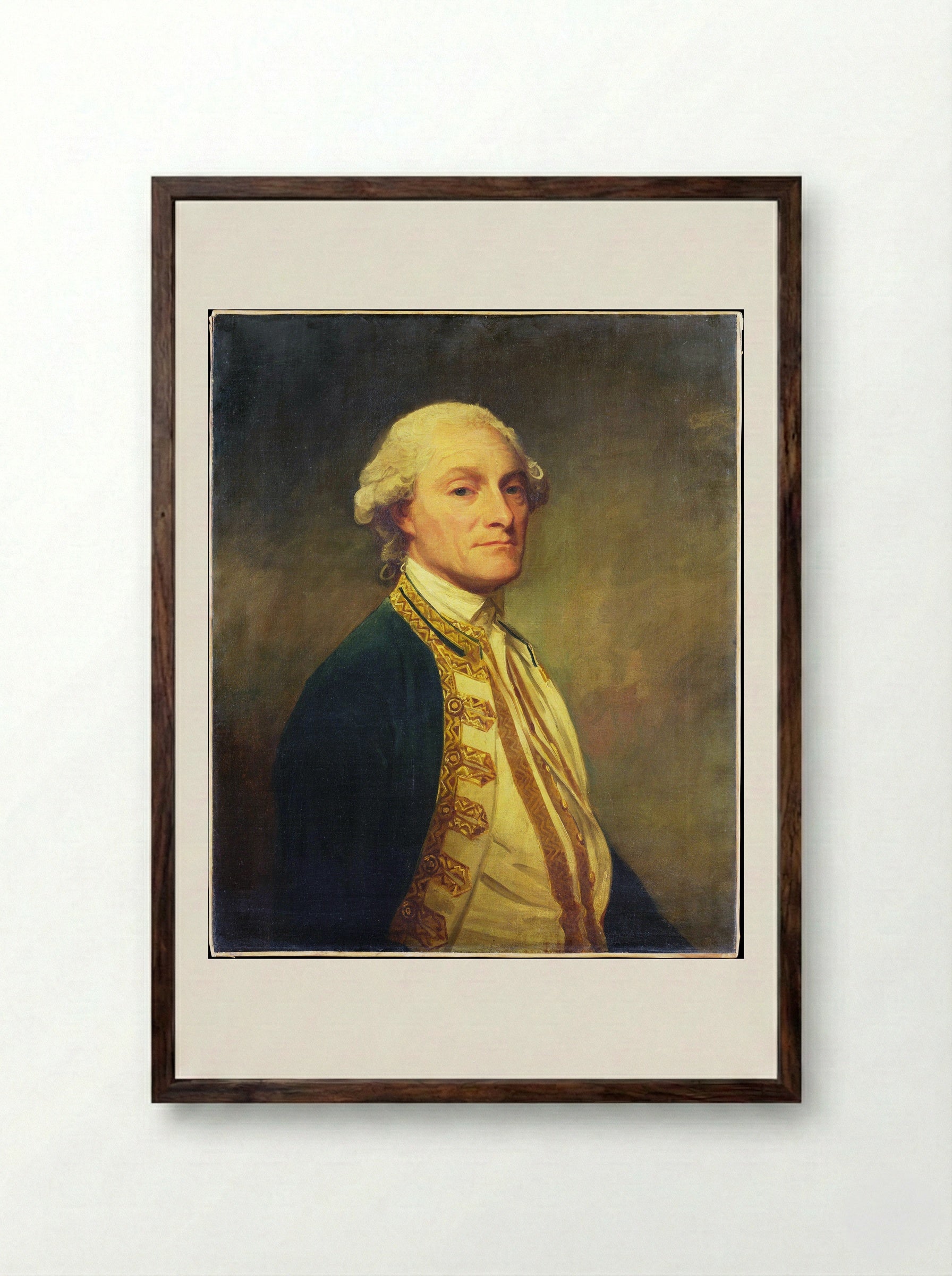 Admiral Sir Chaloner Ogle - George Romney - Framed Print Dark Wood
