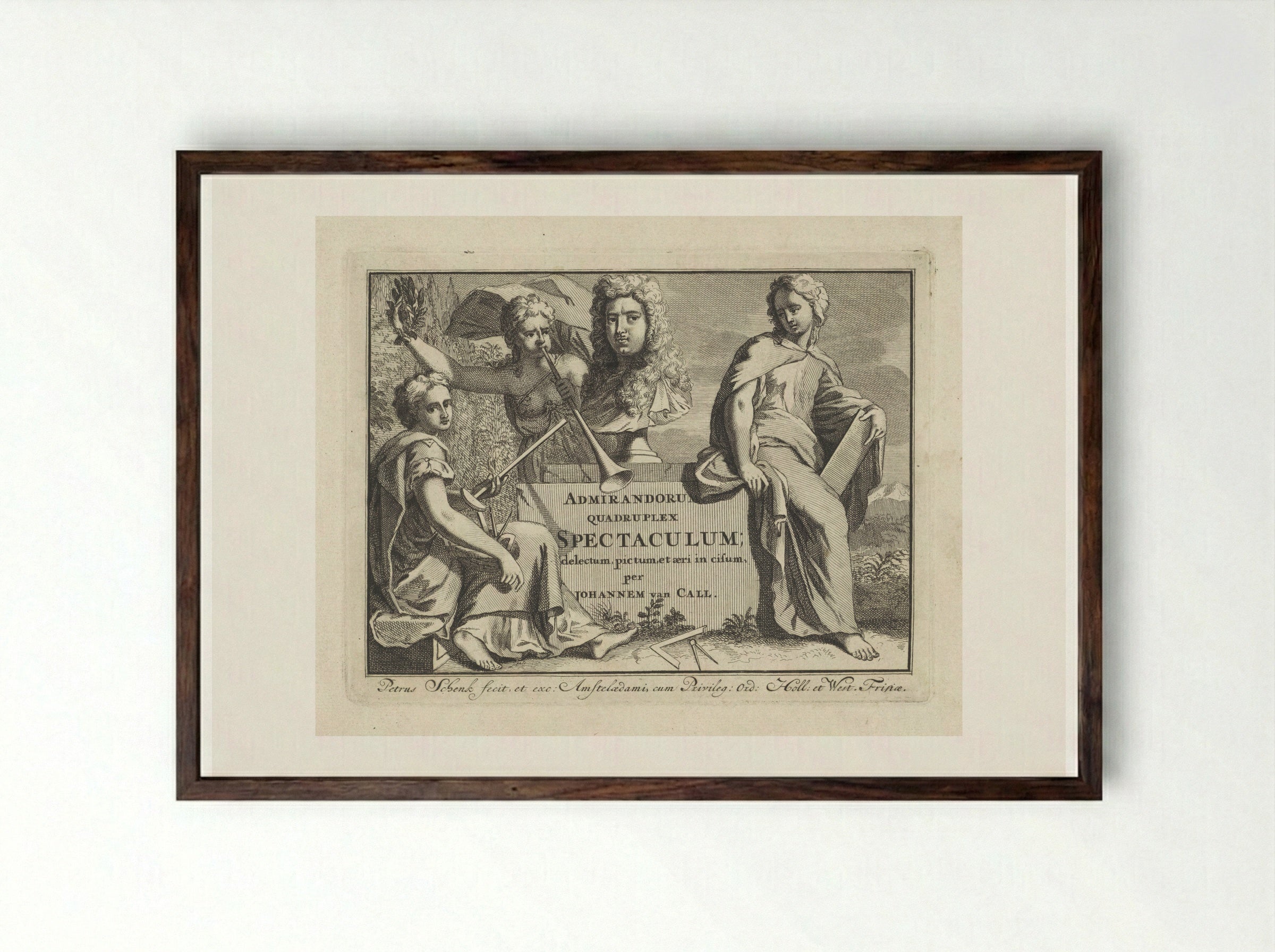 Admirandorum Quadruplex Spectaculum - Jan van Call (I) - Framed Print Dark Wood