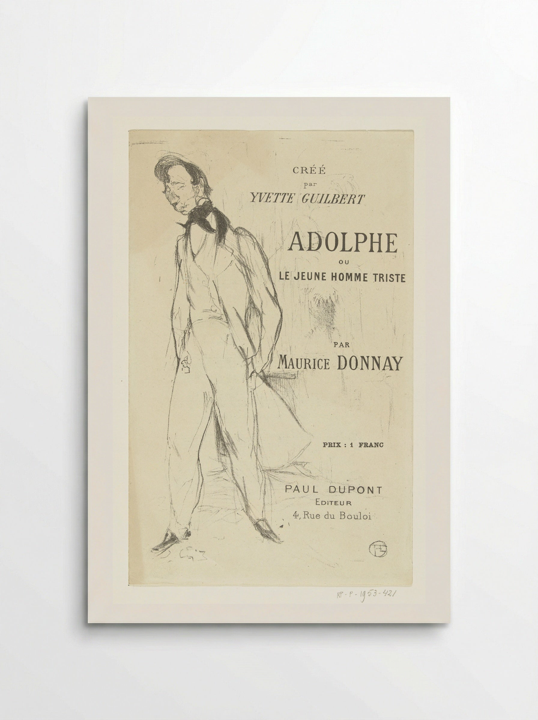 Adolphe ou Le Jeune Homme Triste - Henri de Toulouse-Lautrec - Poster
