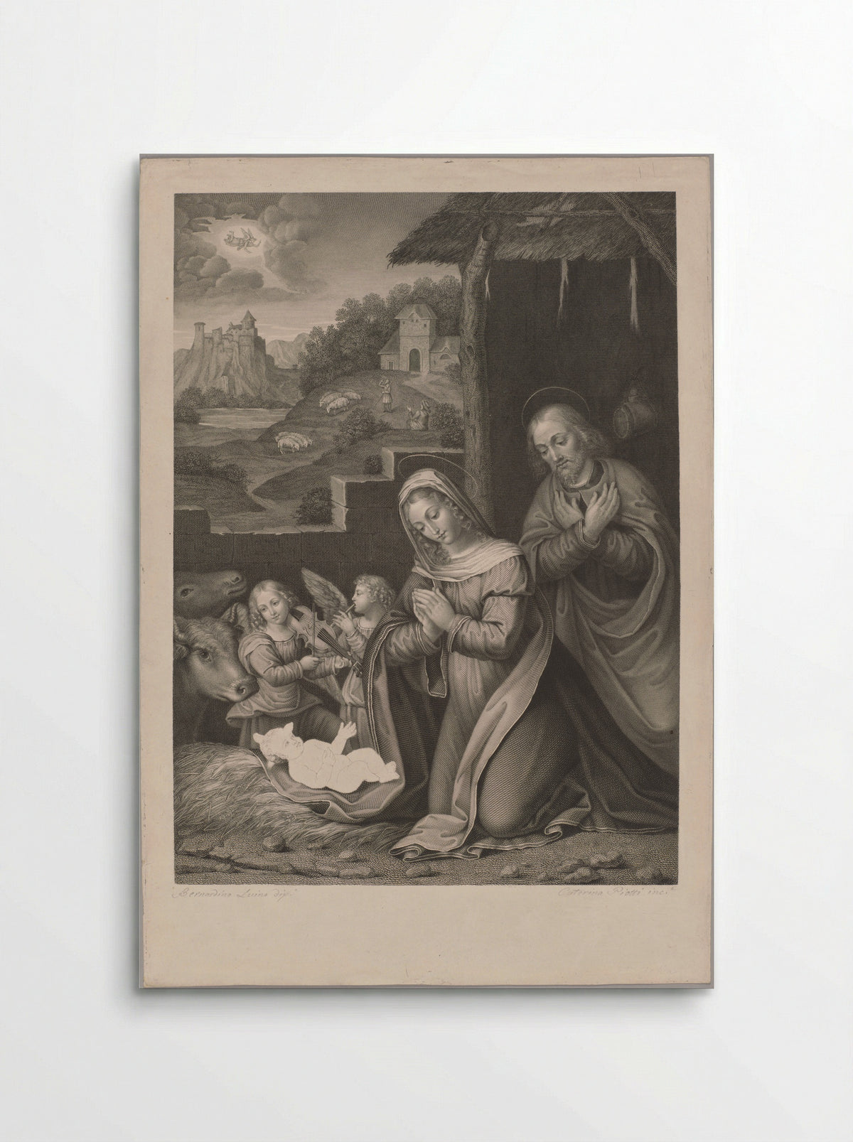 Adoration of the Infant Christ by Mary and Joseph - Caterina Piotti-Pirola - Poster