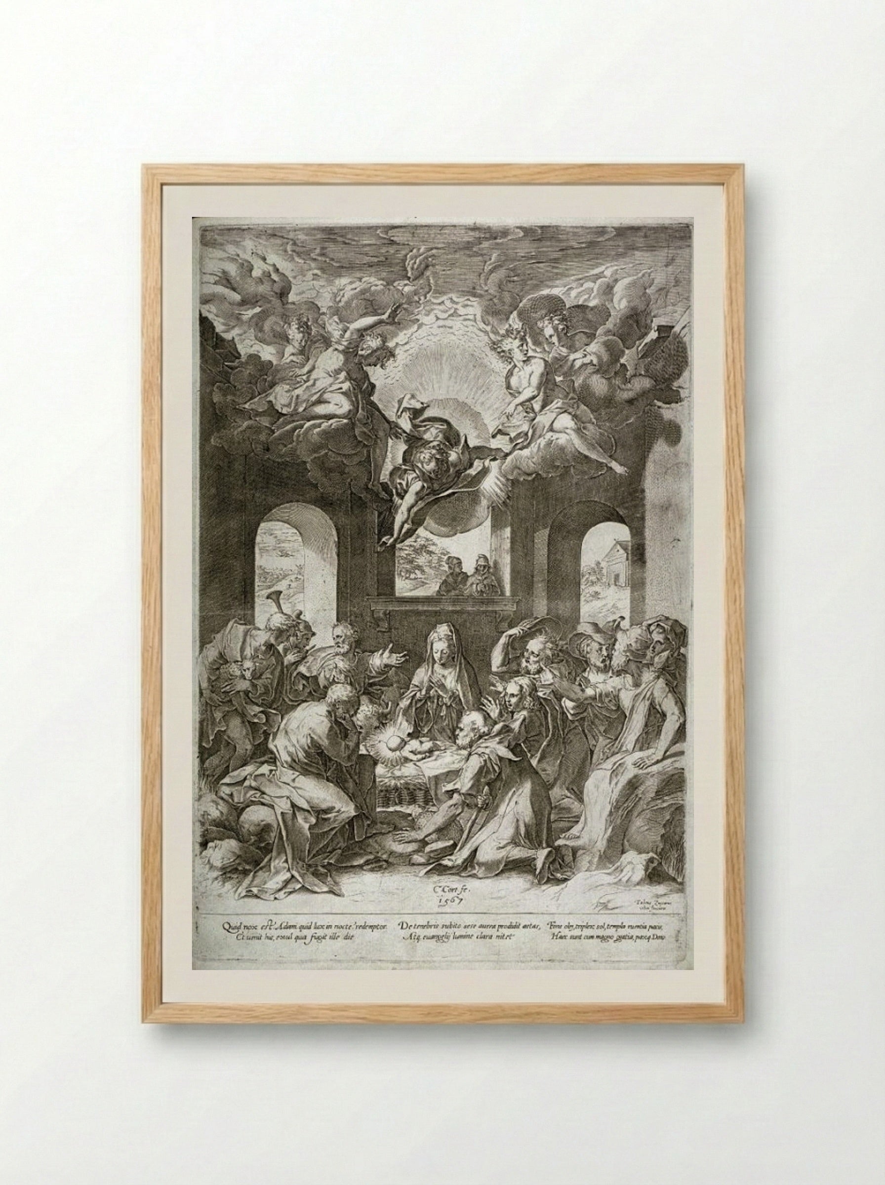 Adoration of the Kings - Cornelis Cort - Framed Print Wood