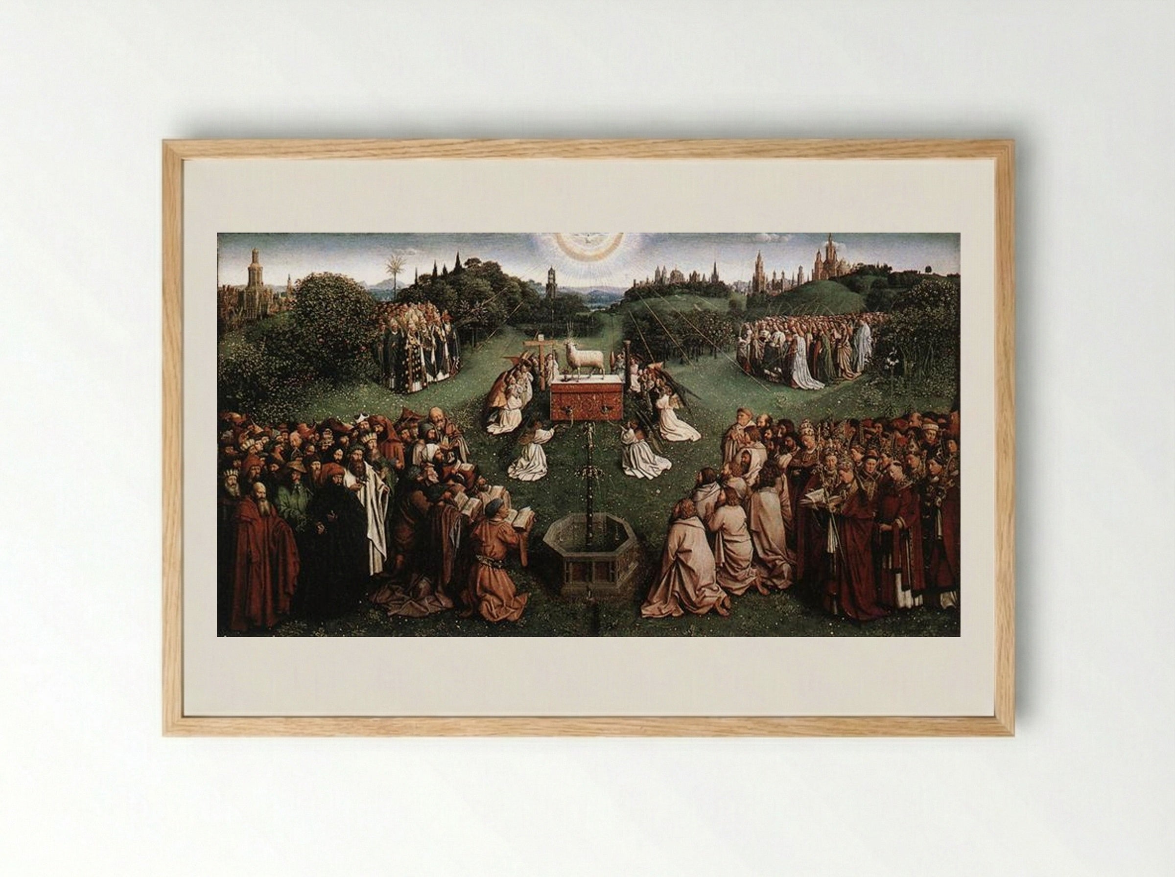 Adoration of the Lamb - Jan van Eyck - Framed Print Wood