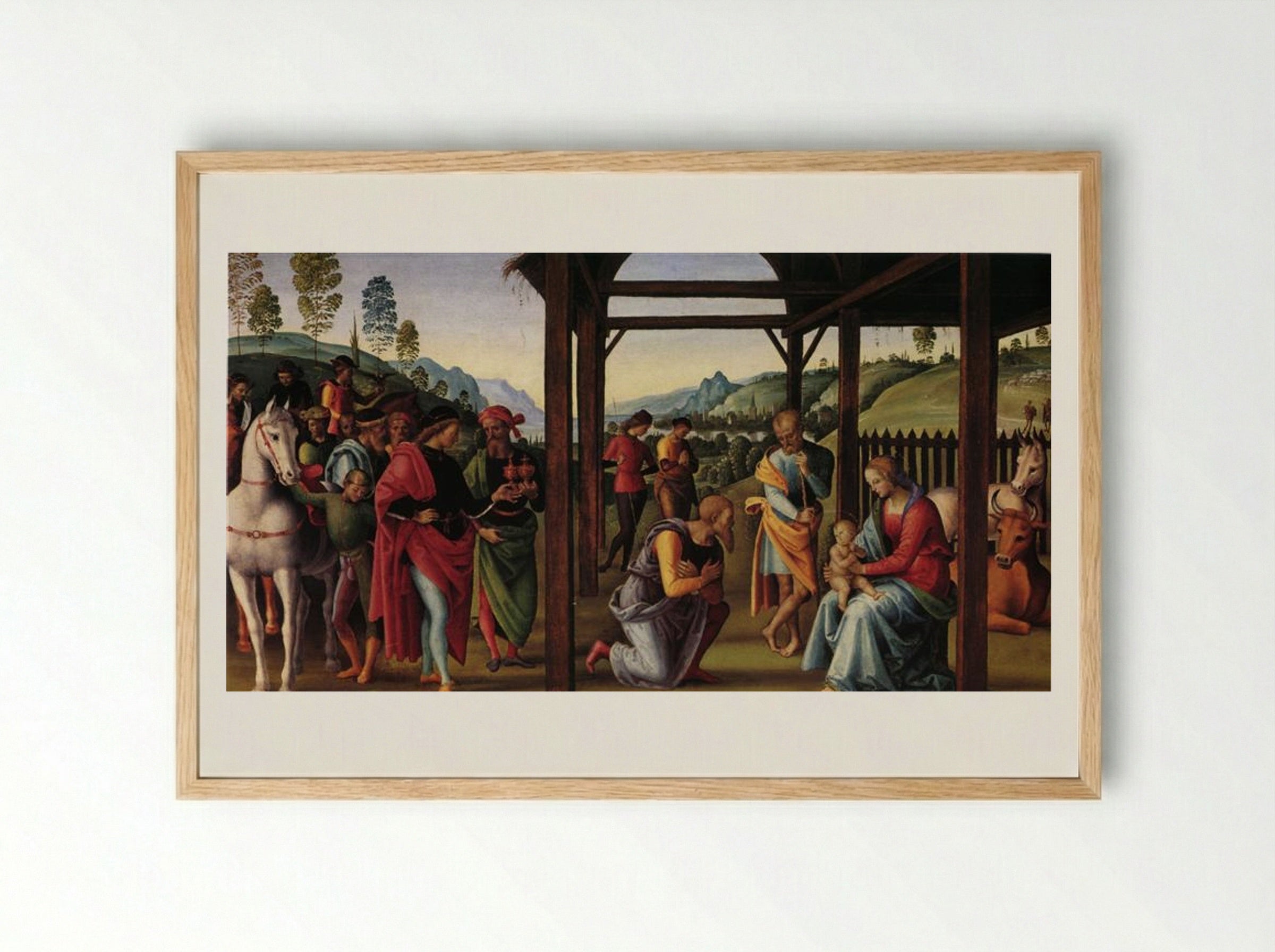 Adoration of the Magi (Predella Panel) - Pietro Perugino - Framed Print Wood