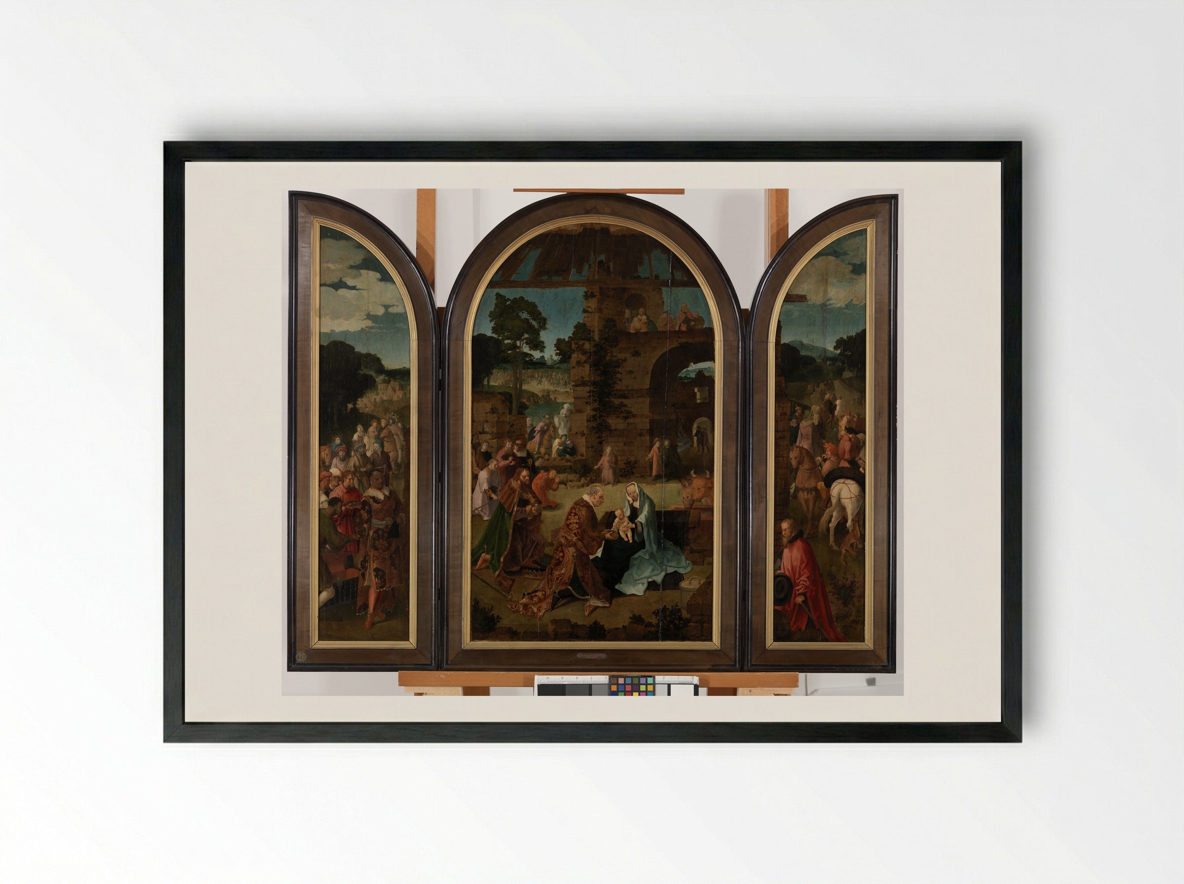 Adoration of the Magi - Lucas van Leyden - Framed Print Black